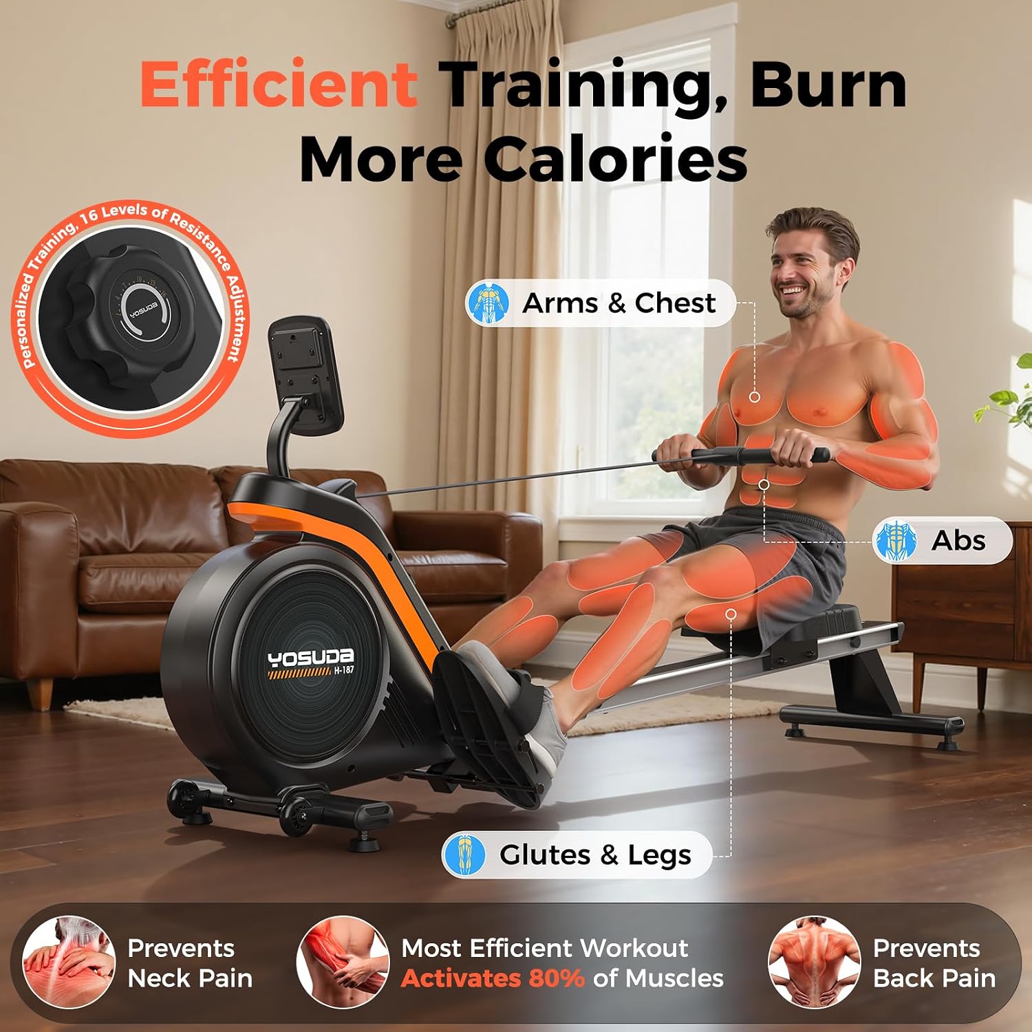 YOSUDA PRO Magnetic Rowing Machine for H... 4 YOSUDA PRO Magnetic Rowing Machine for H... - Image 4