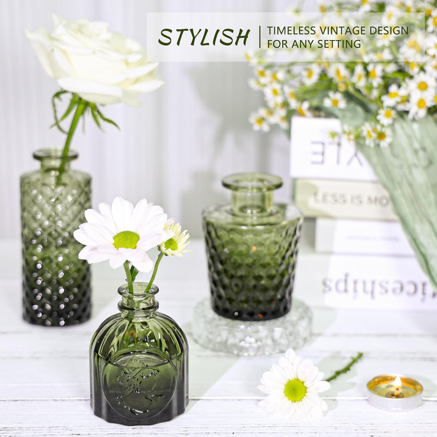 SUPMIND 12pcs Glass Bud Vase Set, Green ... 5 SUPMIND 12pcs Glass Bud Vase Set, Green ... - Image 5