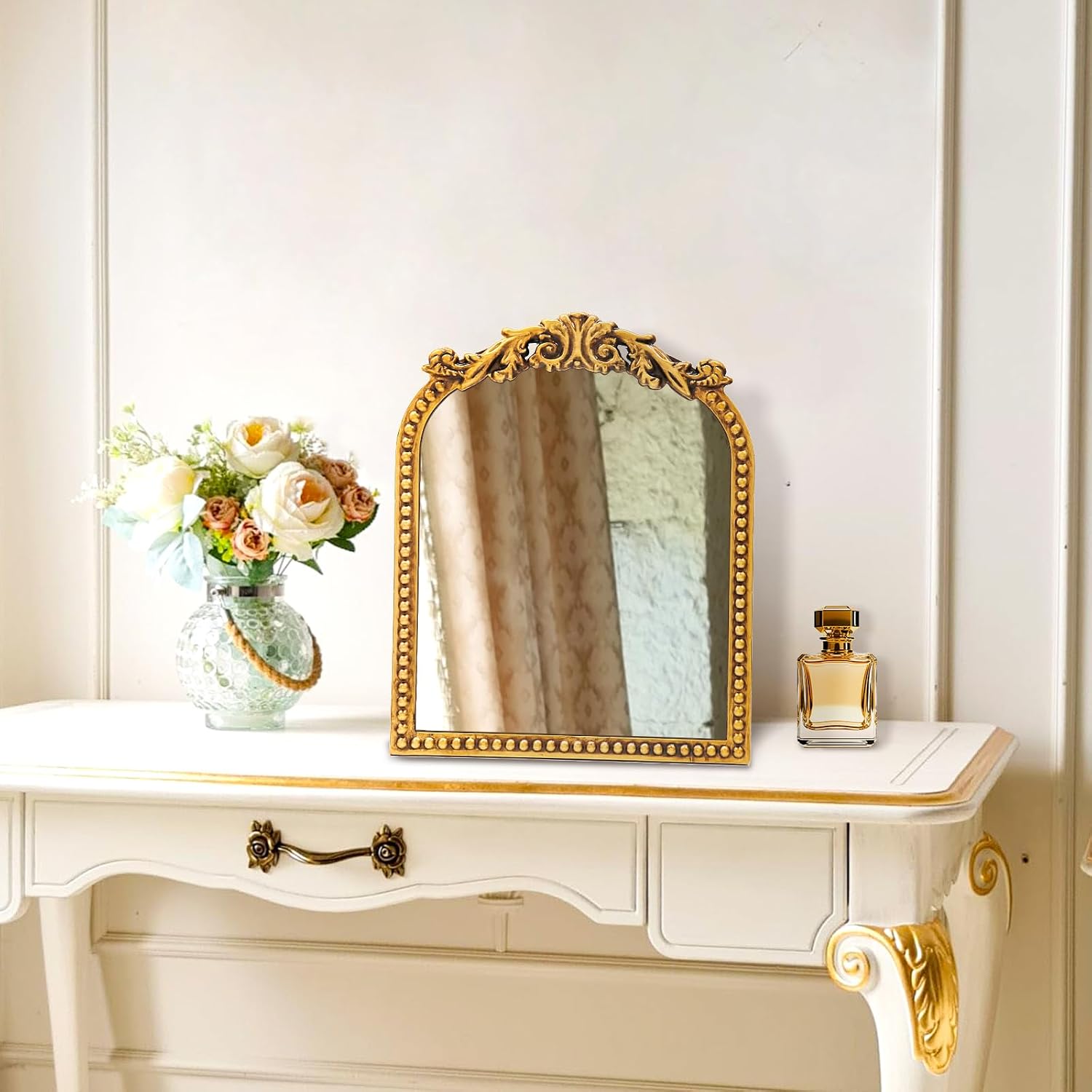Vintage Makeup Mirror, 12.1"x 9.8" Gold ... 8 Vintage Makeup Mirror, 12.1"x 9.8" Gold ... - Image 8