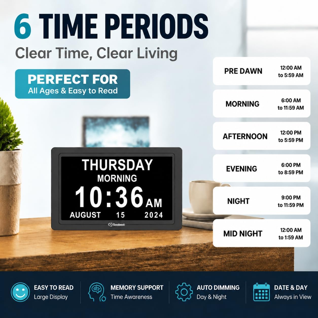 Soobest Dementia Clocks for Seniors, 7” ... 7 Soobest Dementia Clocks for Seniors, 7” ... - Image 7