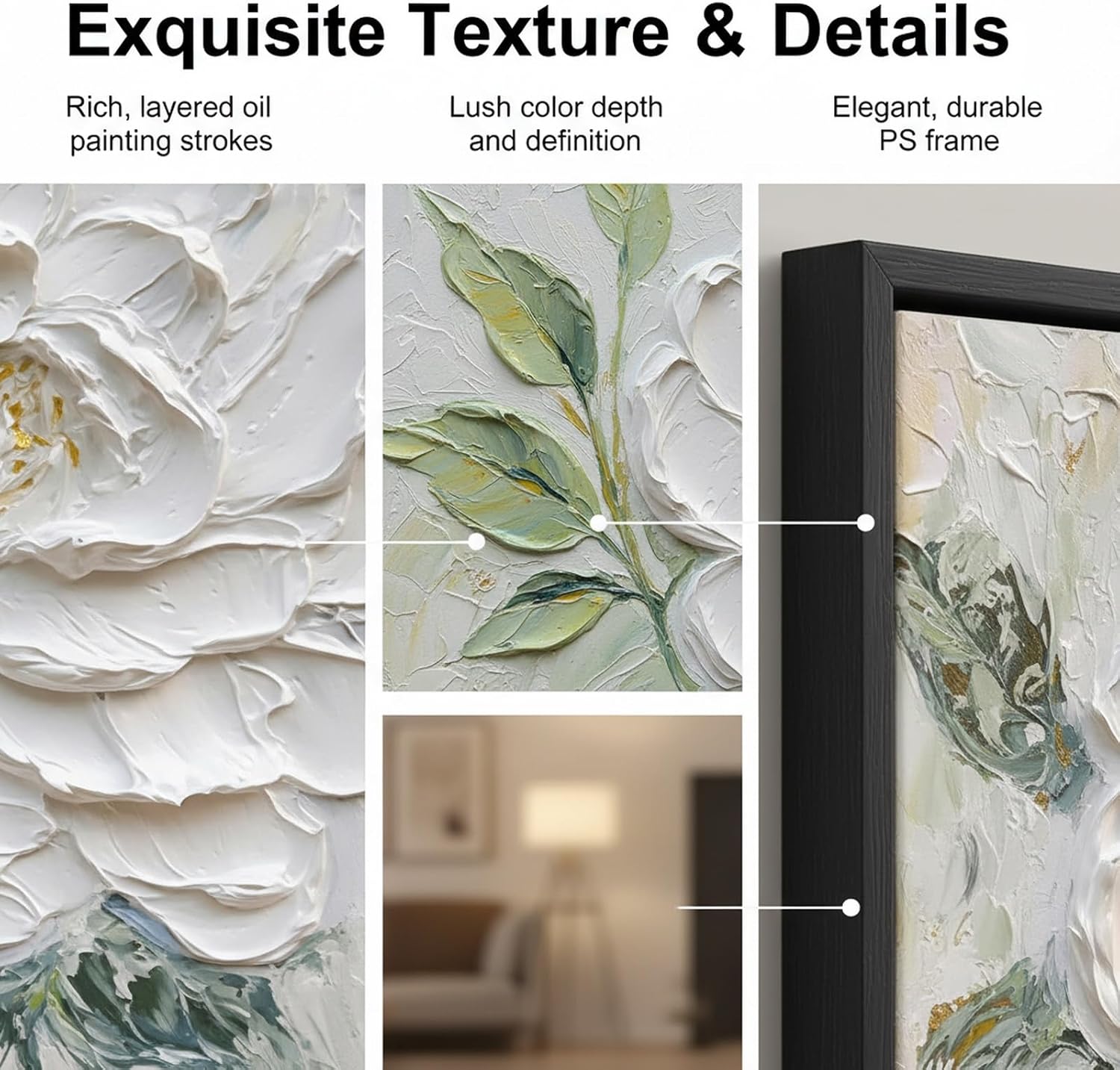Hand Painted White Flower Oil Painting f... 2 Hand Painted White Flower Oil Painting f... - Image 2