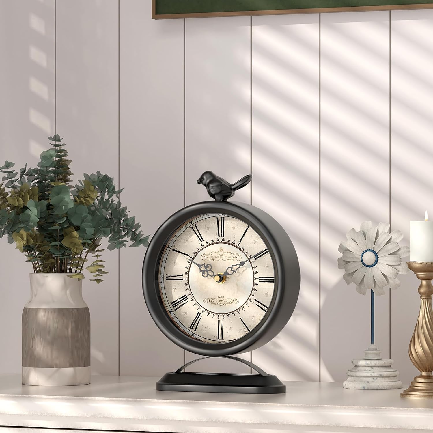 Vintage Table Clock with Bird, European ... 3 Vintage Table Clock with Bird, European ... - Image 3