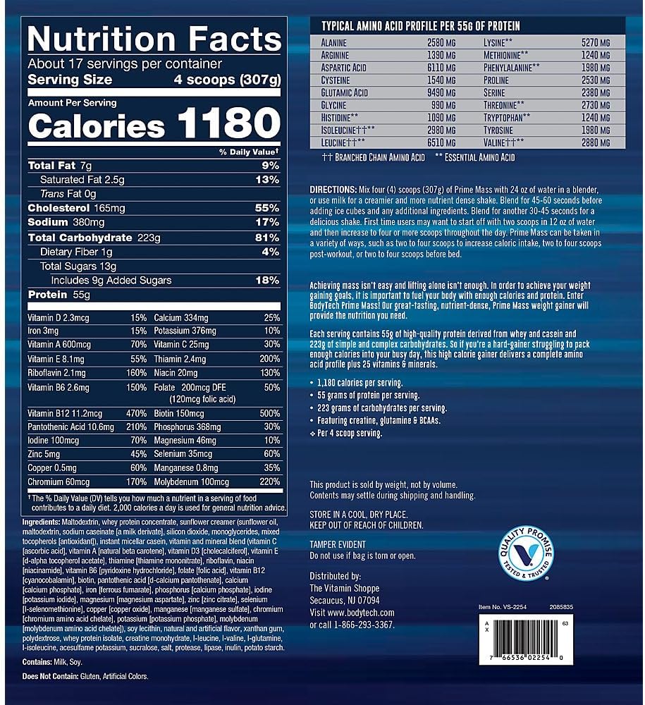 BodyTech Prime Mass Weight Gainer, Vanil... 2 BodyTech Prime Mass Weight Gainer, Vanil... - Image 2