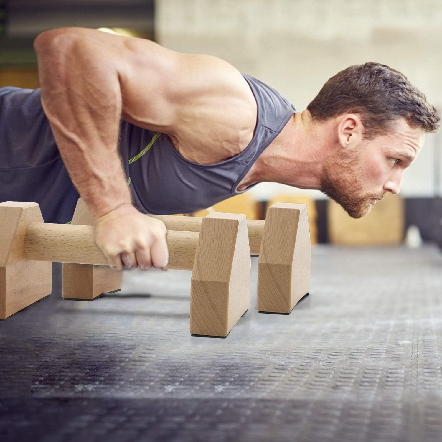 Pushup Stands - Wooden Push Up Bars Gym ... 7 Pushup Stands - Wooden Push Up Bars Gym ... - Image 7