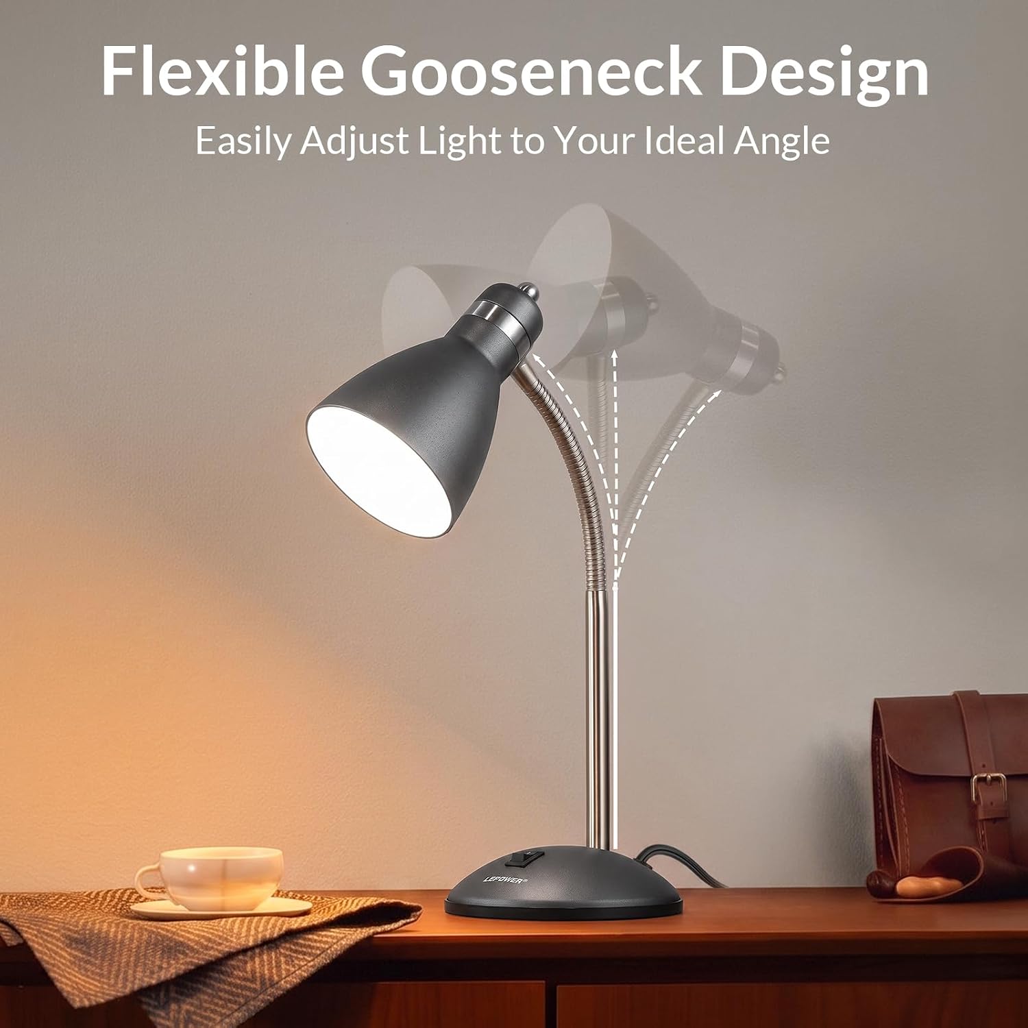 LEPOWER Metal Desk Lamp, Adjustable Goos... 6 LEPOWER Metal Desk Lamp, Adjustable Goos... - Image 6