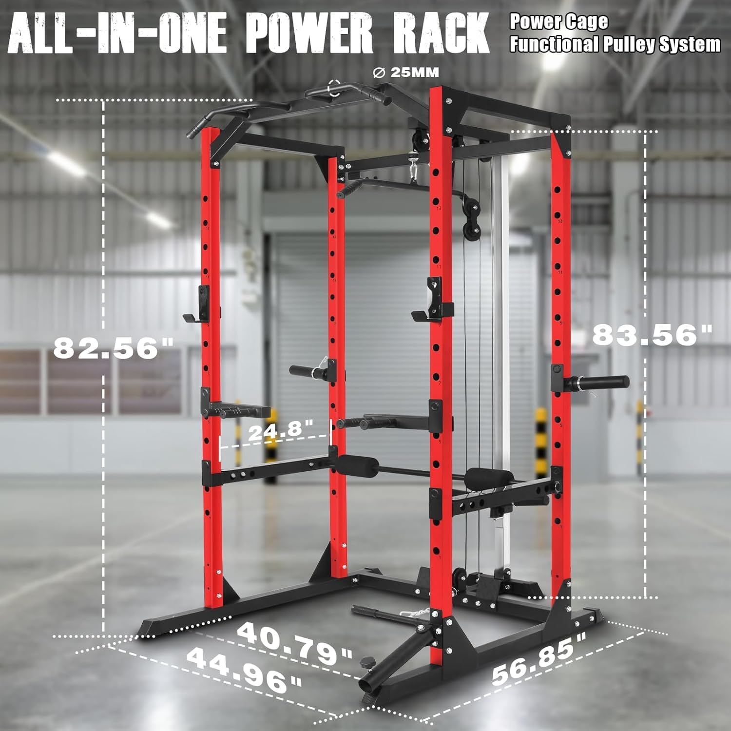 Power Rack Squat Rack with 110LBS Pulley... 2 Power Rack Squat Rack with 110LBS Pulley... - Image 2