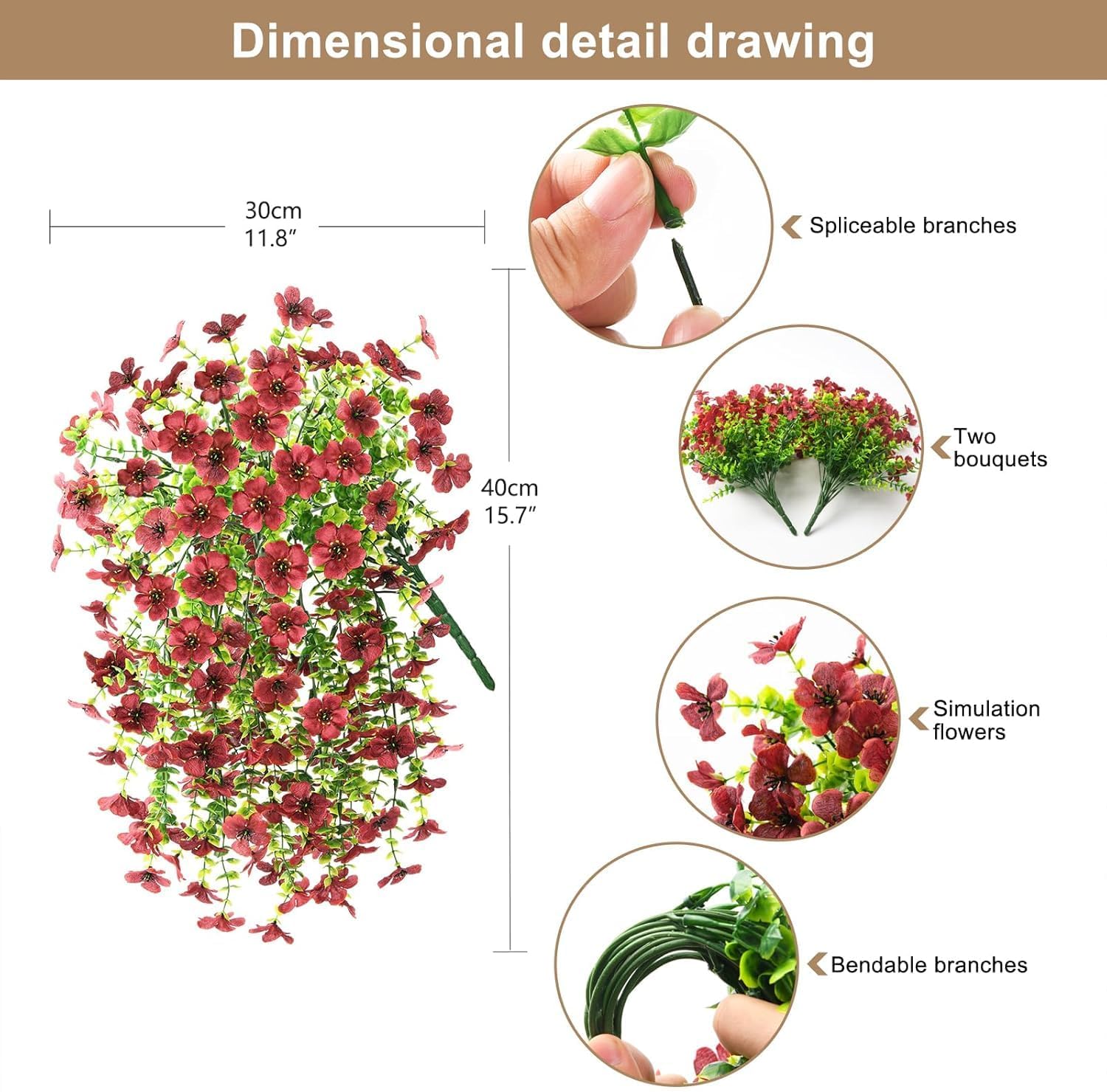 ZFProcess Artificial Hanging Flowers for... 2 ZFProcess Artificial Hanging Flowers for... - Image 2