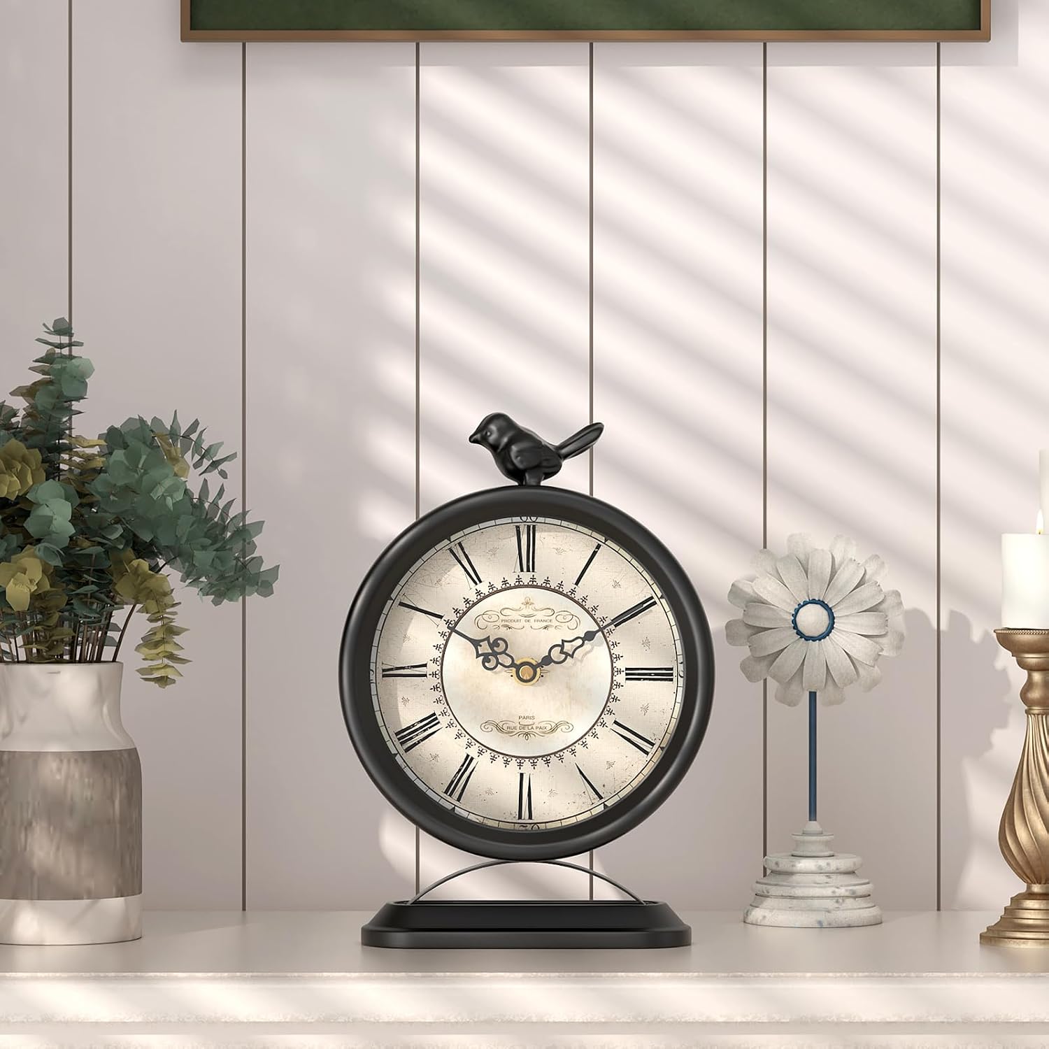 Vintage Table Clock with Bird, European ... 4 Vintage Table Clock with Bird, European ... - Image 4