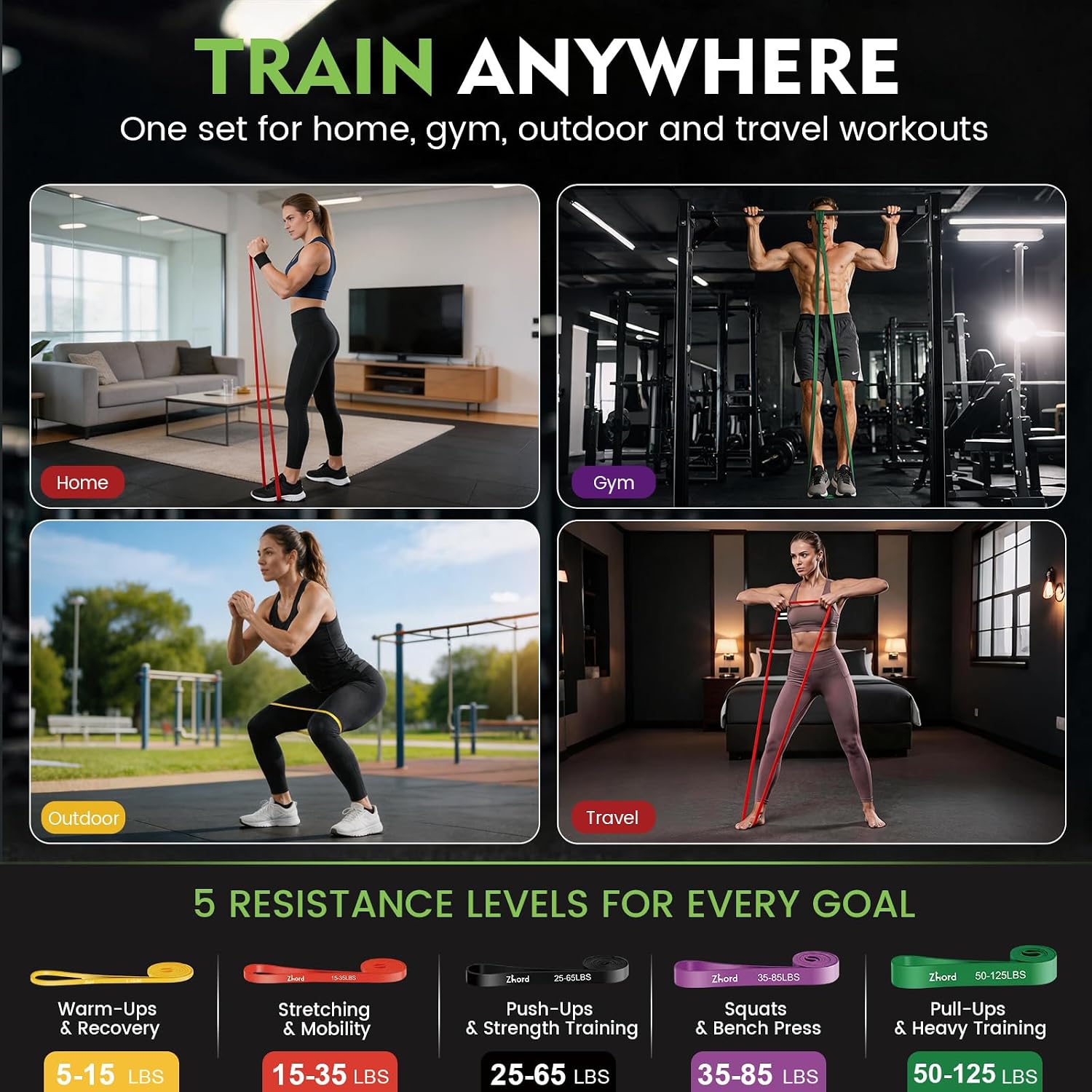 Resistance Bands, Exercise Bands Set for... 5 Resistance Bands, Exercise Bands Set for... - Image 5