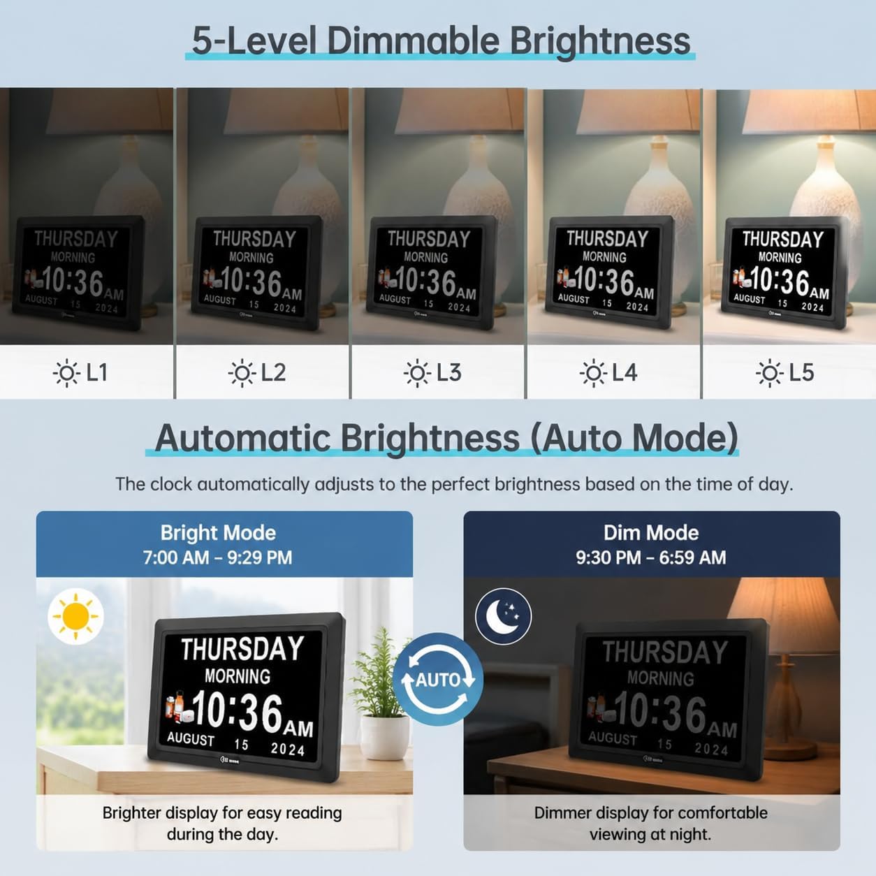 Soobest Dementia Clocks for Seniors, 7” ... 5 Soobest Dementia Clocks for Seniors, 7” ... - Image 5