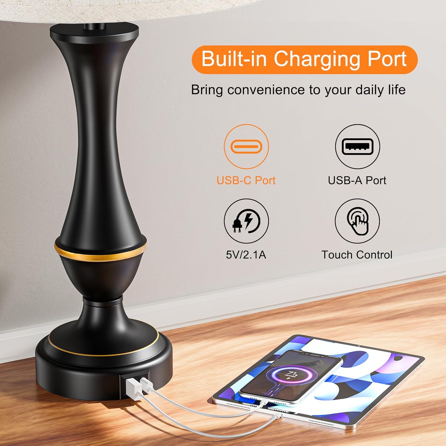 Touch Lamps for Nightstand, 3 Way Dimmab... 3 Touch Lamps for Nightstand, 3 Way Dimmab... - Image 3