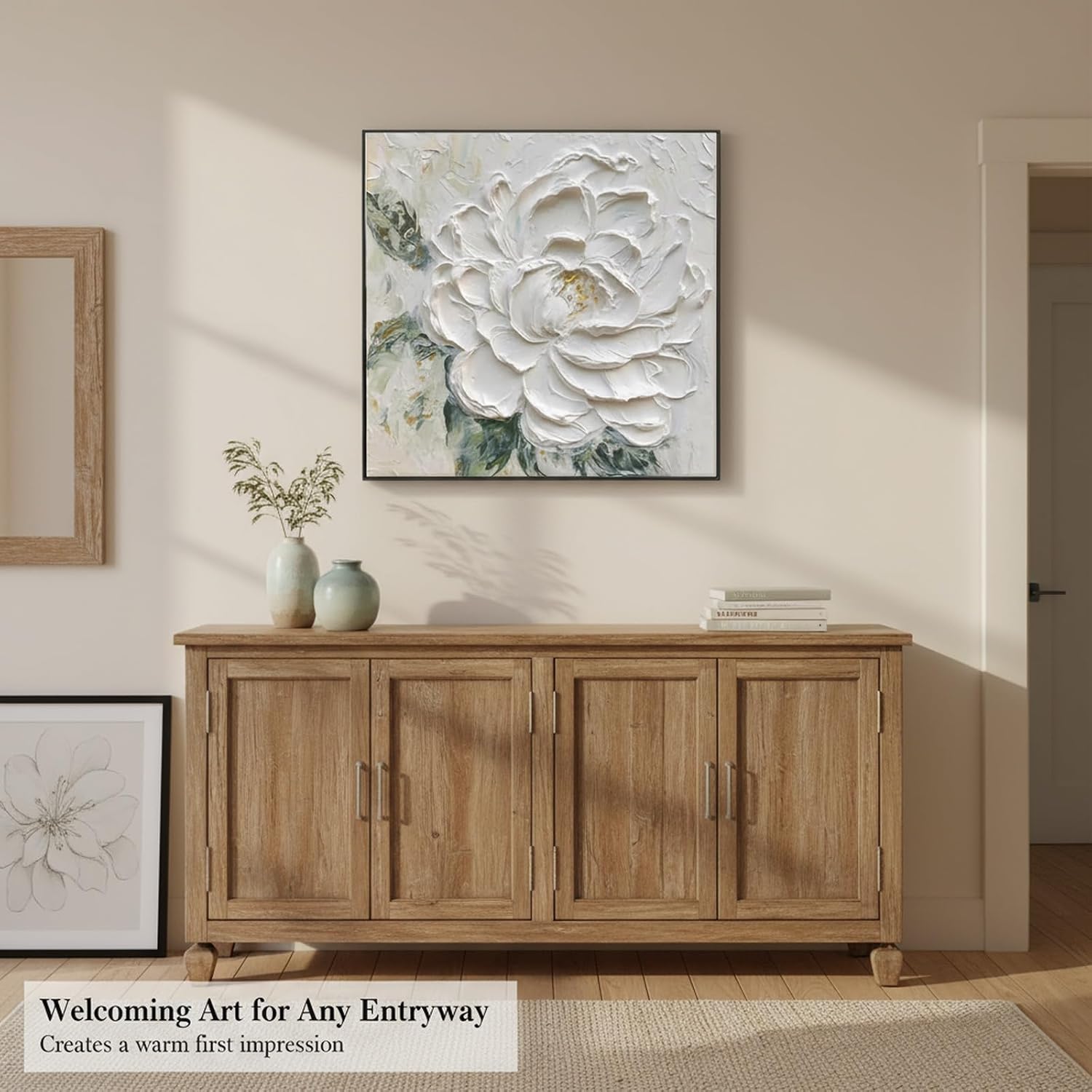 Hand Painted White Flower Oil Painting f... 6 Hand Painted White Flower Oil Painting f... - Image 6