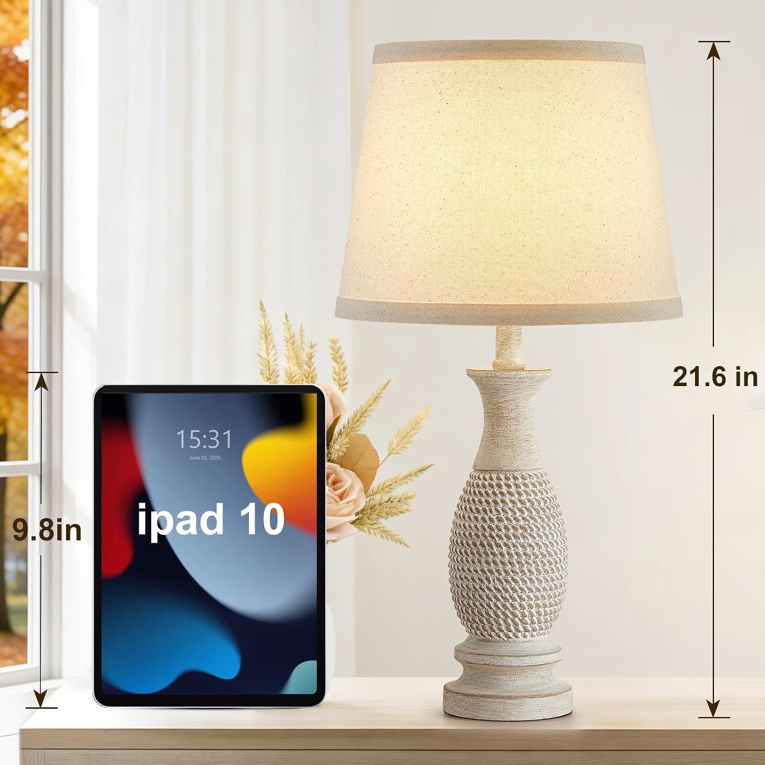 21.6" Table Lamps Set of 2, Resin Farmho... 6 21.6" Table Lamps Set of 2, Resin Farmho... - Image 6