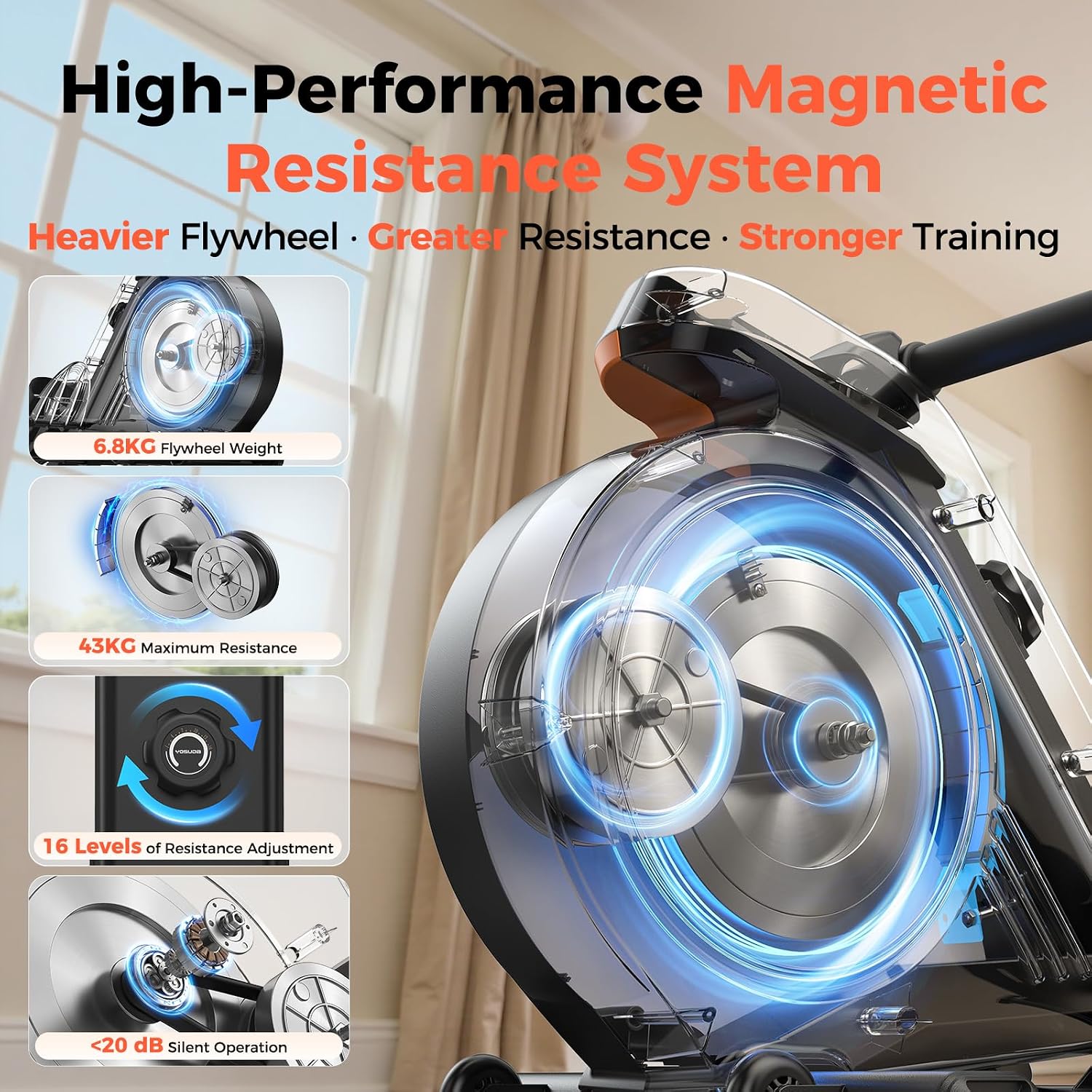 YOSUDA PRO Magnetic Rowing Machine for H... 3 YOSUDA PRO Magnetic Rowing Machine for H... - Image 3