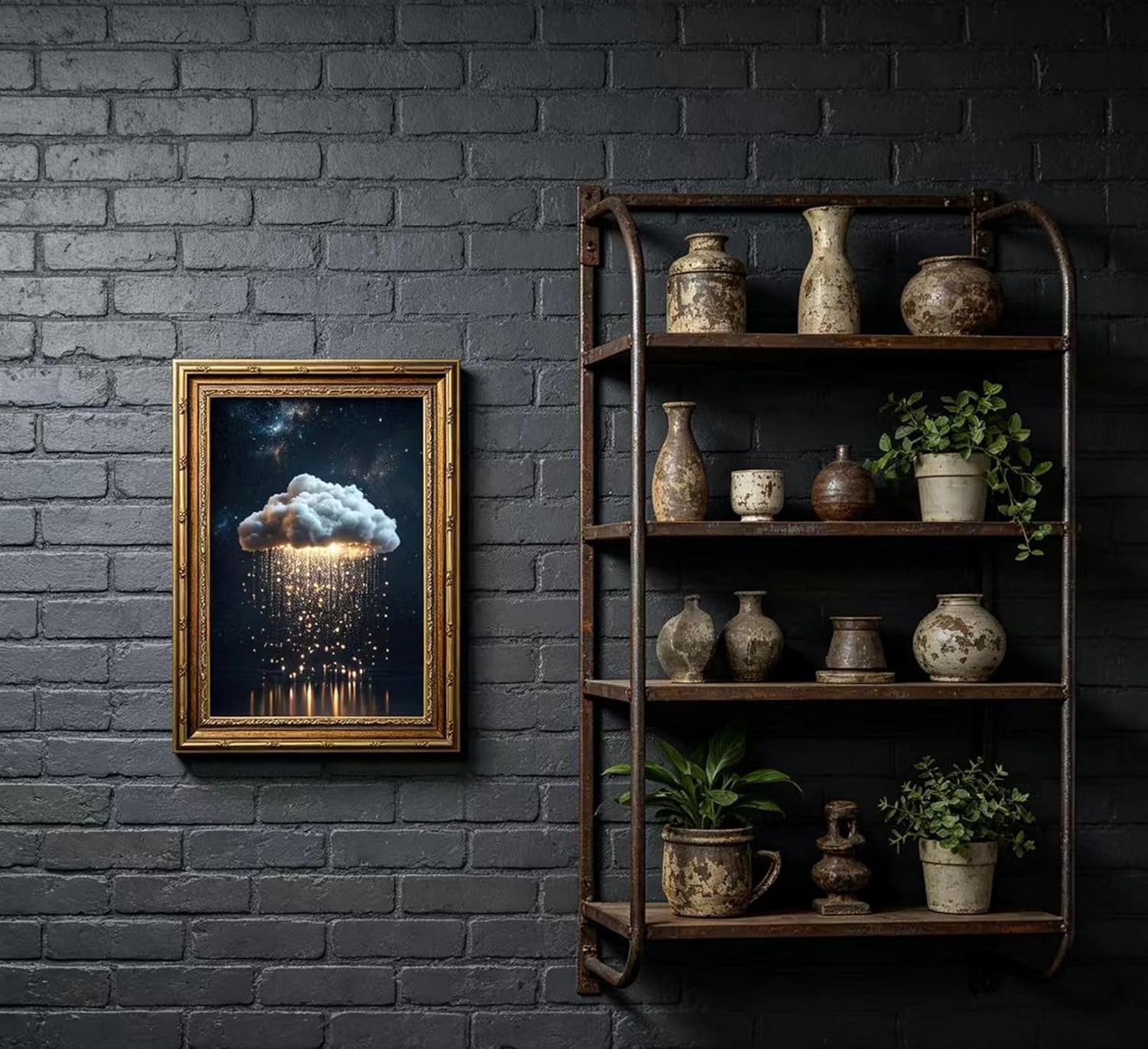 Vintage Gold Framed Moody Cloud Wall Art... 3 Vintage Gold Framed Moody Cloud Wall Art... - Image 3