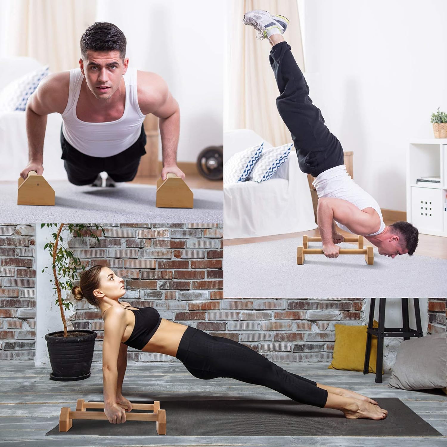Pushup Stands - Wooden Push Up Bars Gym ... 3 Pushup Stands - Wooden Push Up Bars Gym ... - Image 3