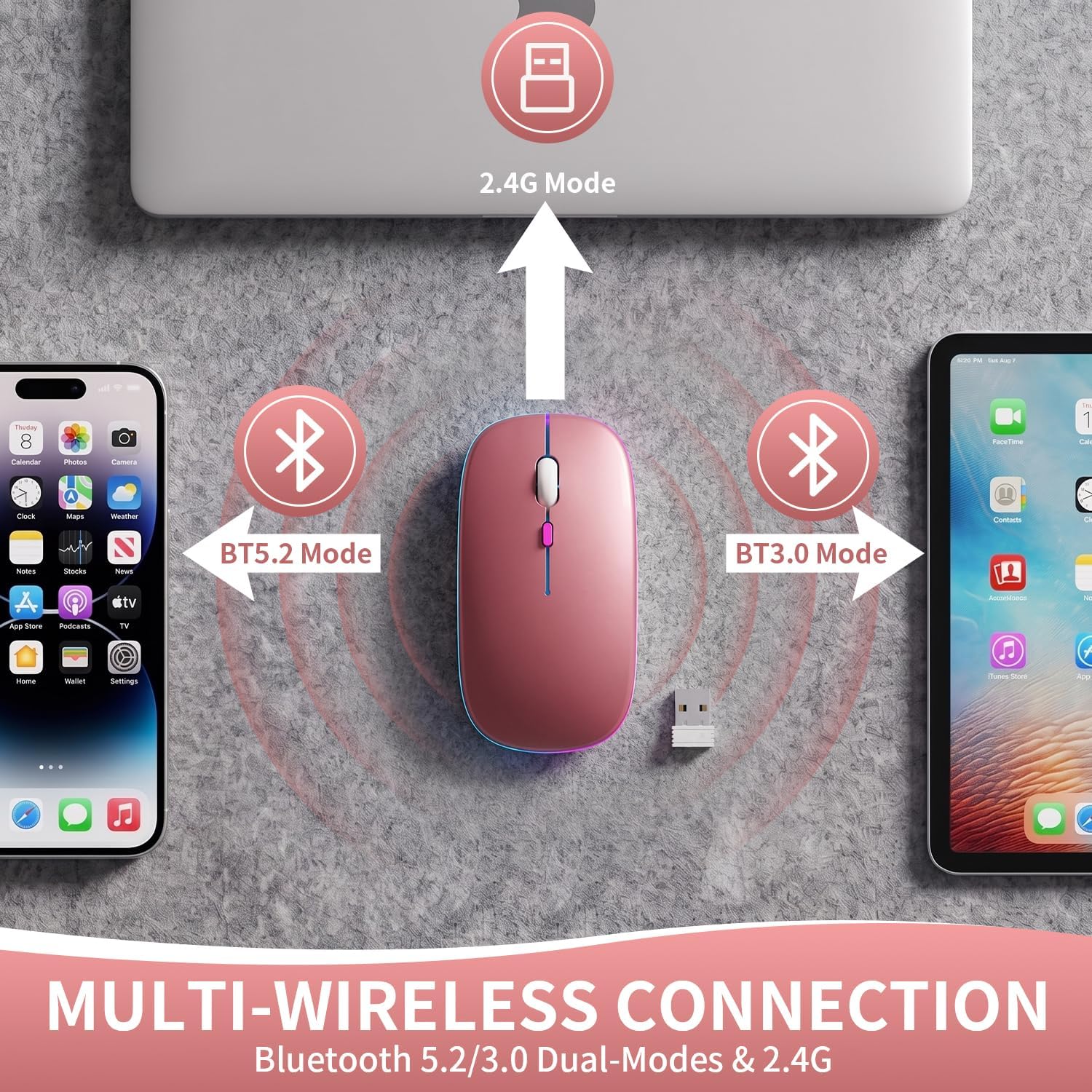 Rechargeable Wireless Mouse with 7-Color... 3 Rechargeable Wireless Mouse with 7-Color... - Image 3