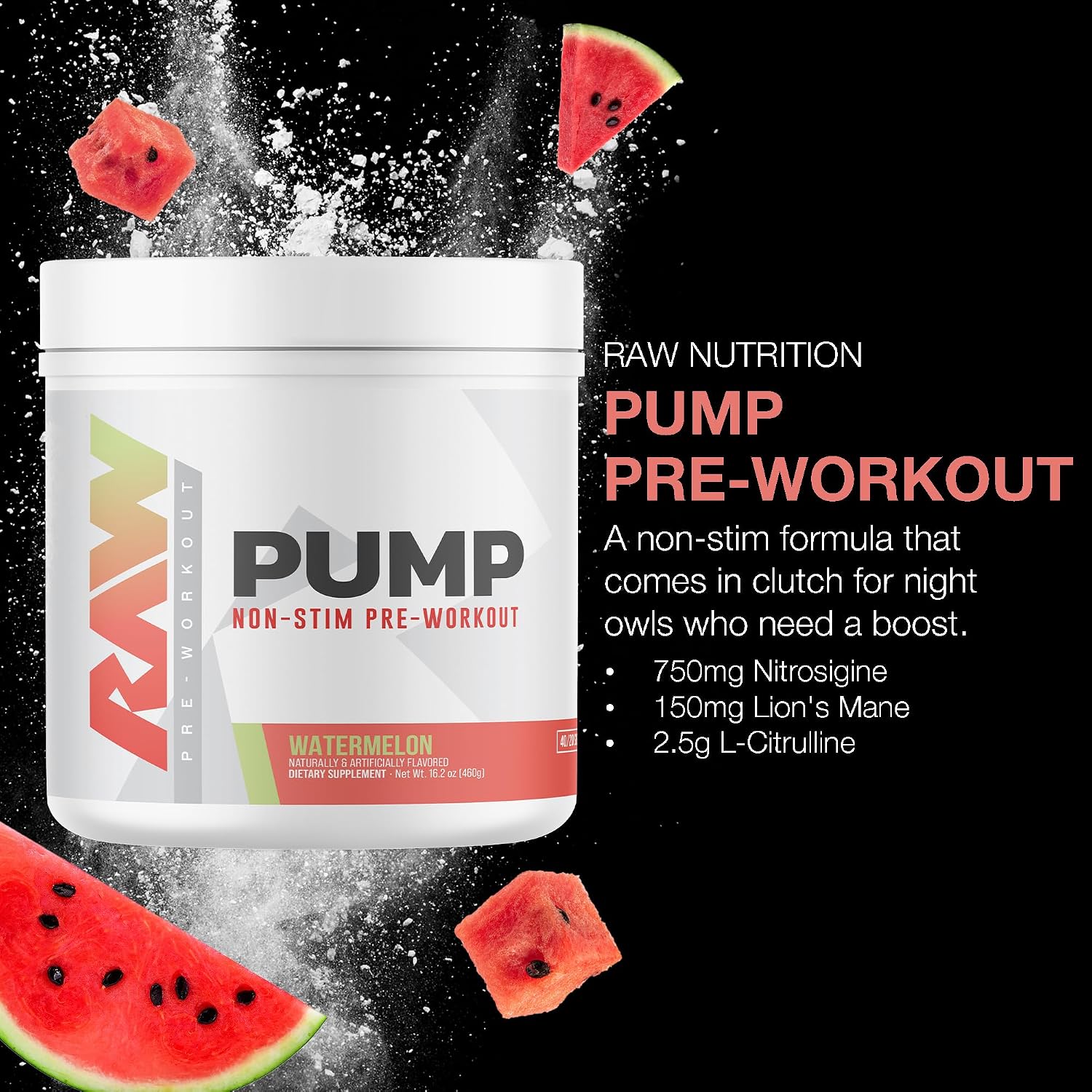 RAW Pump Stim Free Pre Workout, Watermel... 3 RAW Pump Stim Free Pre Workout, Watermel... - Image 3