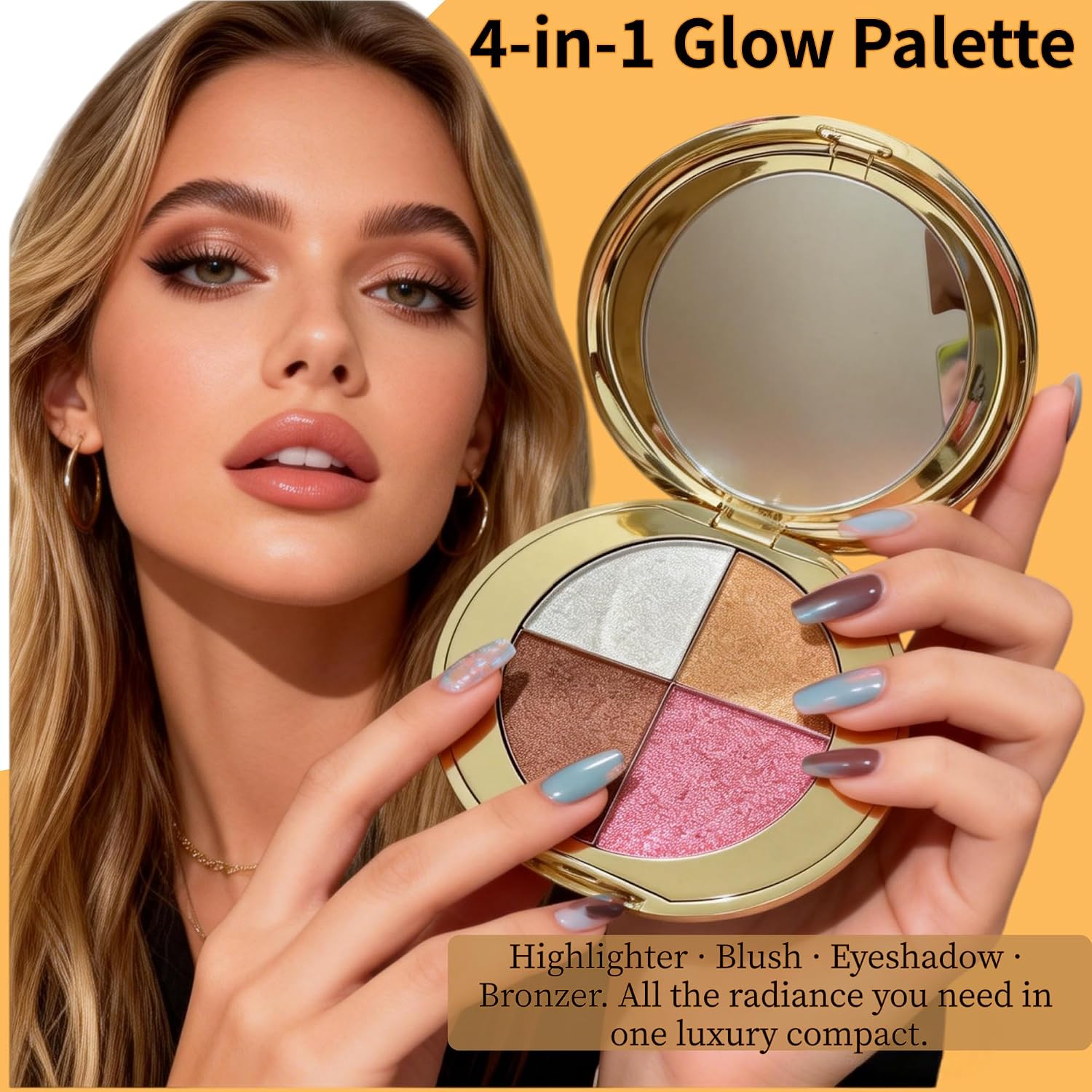 4-Color Highlighter & Blush Palette, Shi... 2 4-Color Highlighter & Blush Palette, Shi... - Image 2