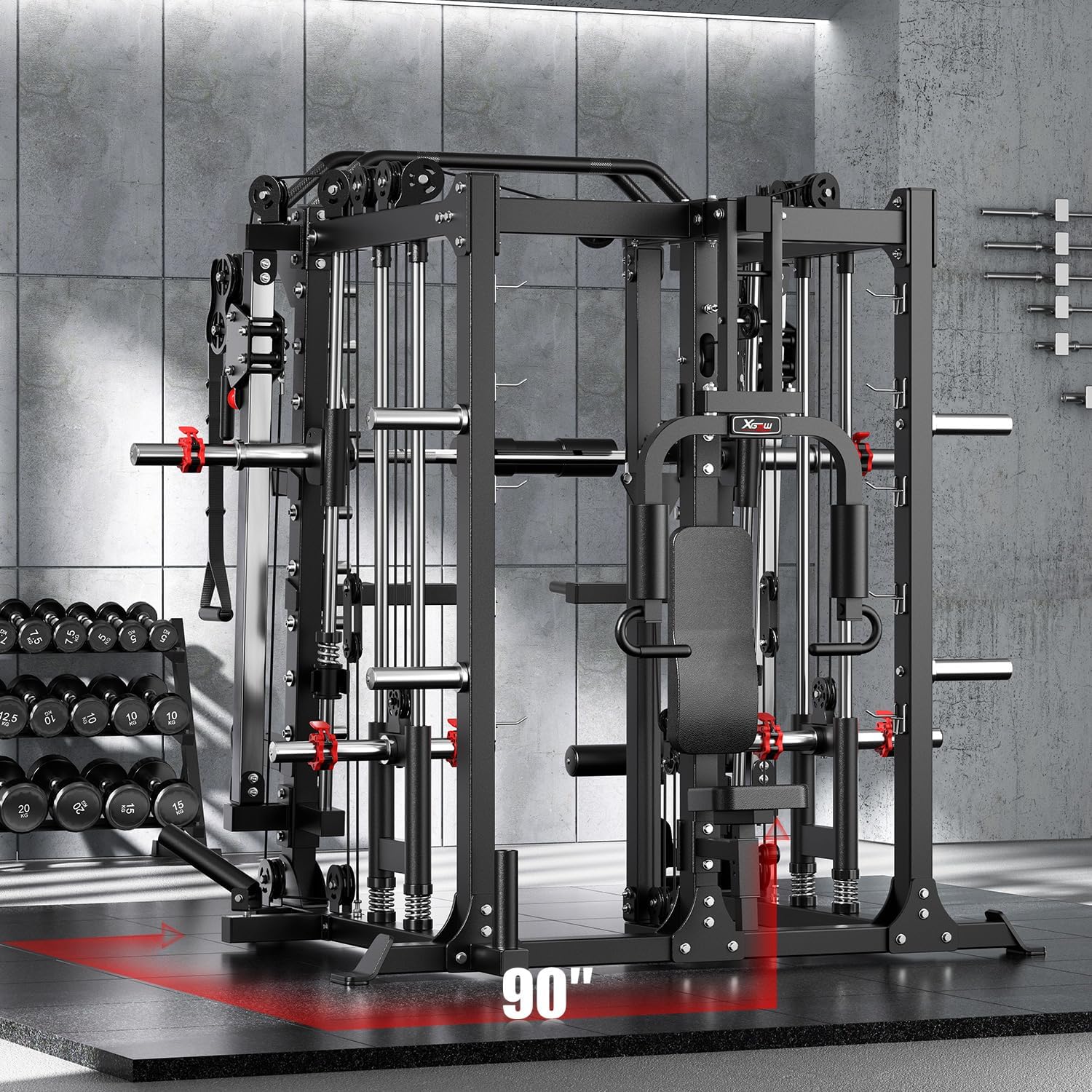 Smith Machine with Cable Crossover Syste... 4 Smith Machine with Cable Crossover Syste... - Image 4