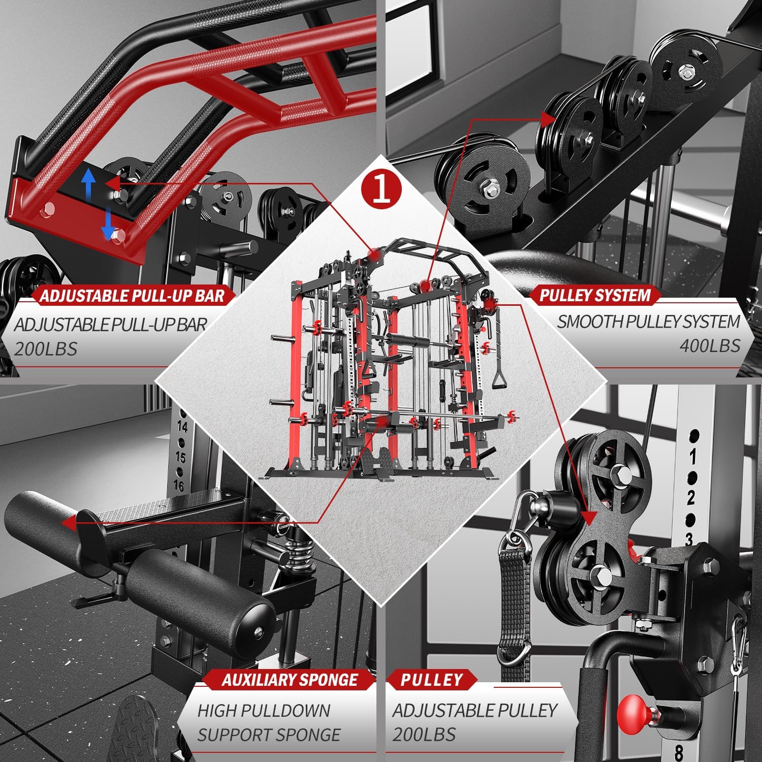 Smith Machine with Cable Crossover Syste... 5 Smith Machine with Cable Crossover Syste... - Image 5