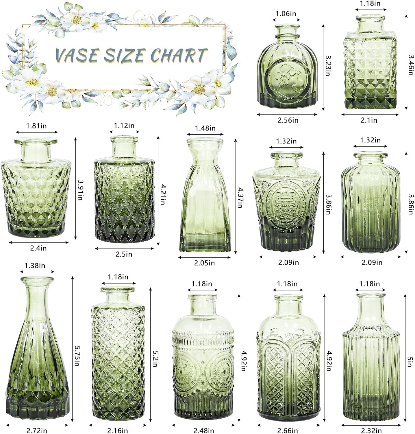 SUPMIND 12pcs Glass Bud Vase Set, Green ... 2 SUPMIND 12pcs Glass Bud Vase Set, Green ... - Image 2