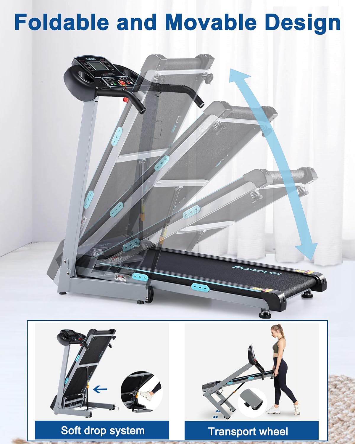 BORGUSI Treadmill with Auto Incline Fold... 7 BORGUSI Treadmill with Auto Incline Fold... - Image 7