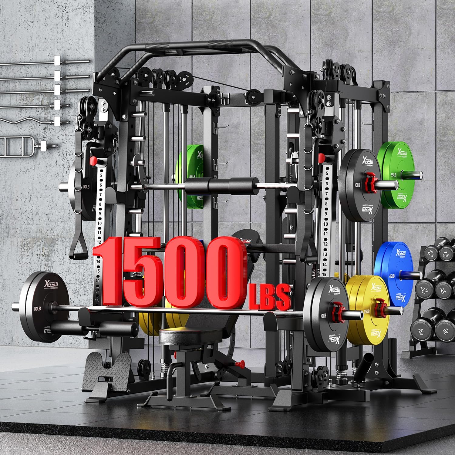 Smith Machine with Cable Crossover Syste... 2 Smith Machine with Cable Crossover Syste... - Image 2