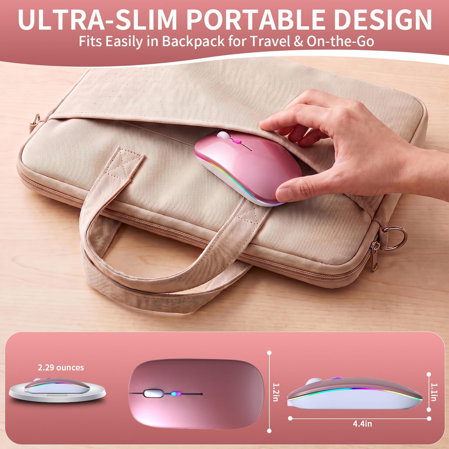 Rechargeable Wireless Mouse with 7-Color... 5 Rechargeable Wireless Mouse with 7-Color... - Image 5