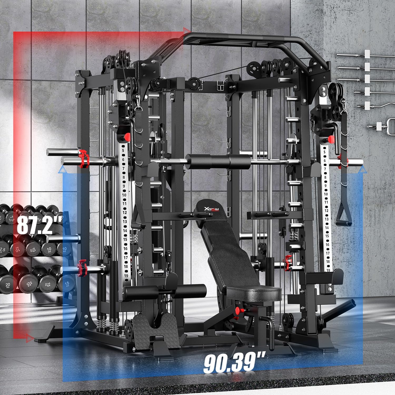 Smith Machine with Cable Crossover Syste... 3 Smith Machine with Cable Crossover Syste... - Image 3