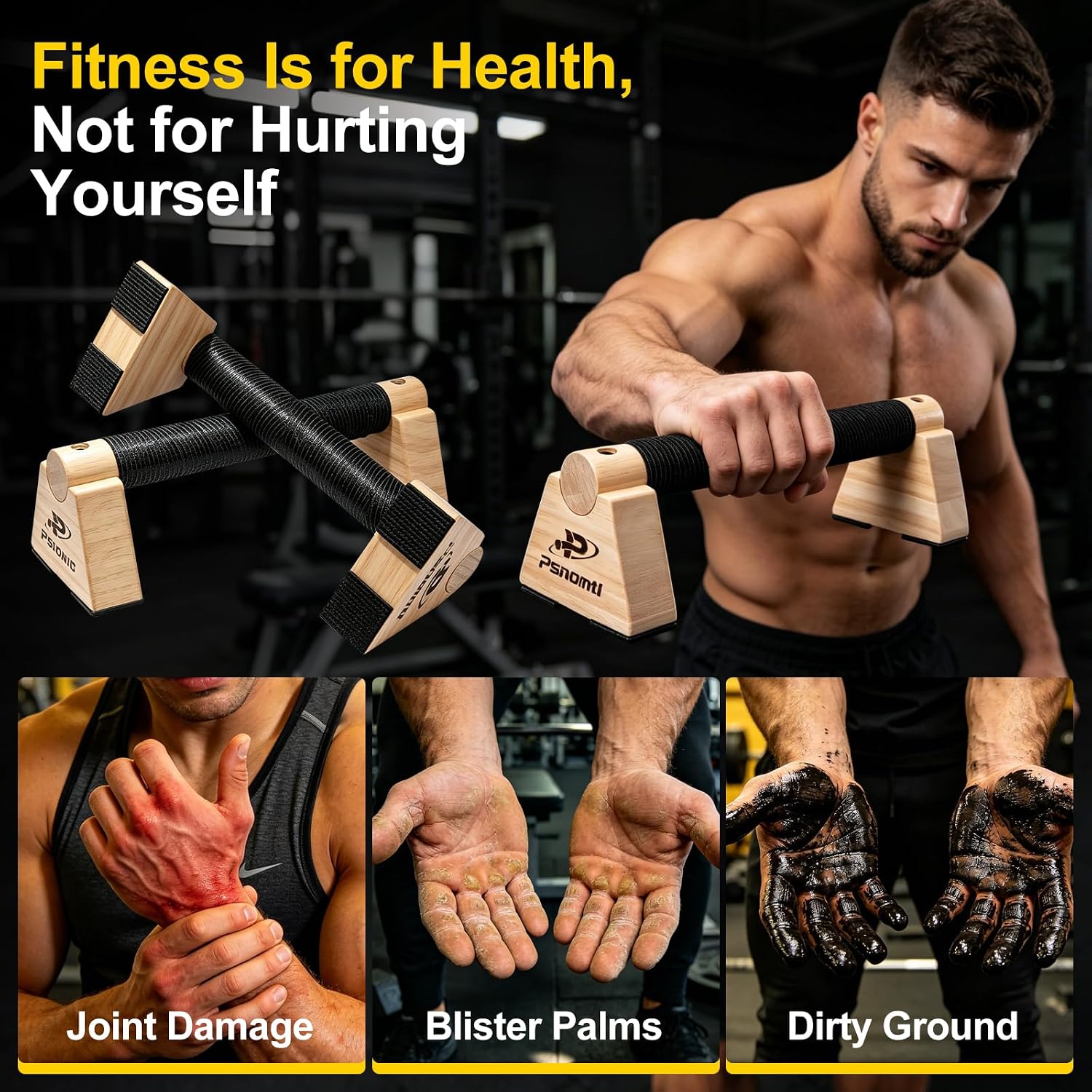 Push Up Bars 2PCS Wooden Parallettes Bar... 5 Push Up Bars 2PCS Wooden Parallettes Bar... - Image 5