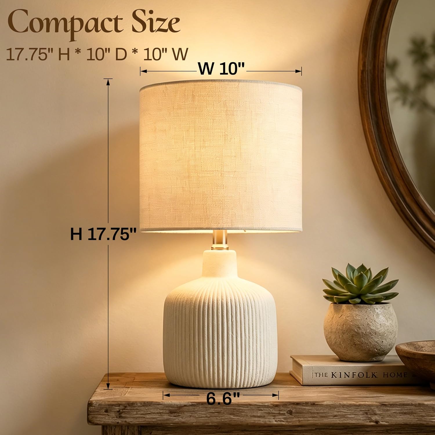Ceramic Table Lamp, Off-White, 17.75" 3 Ceramic Table Lamp, Off-White, 17.75" - Image 3