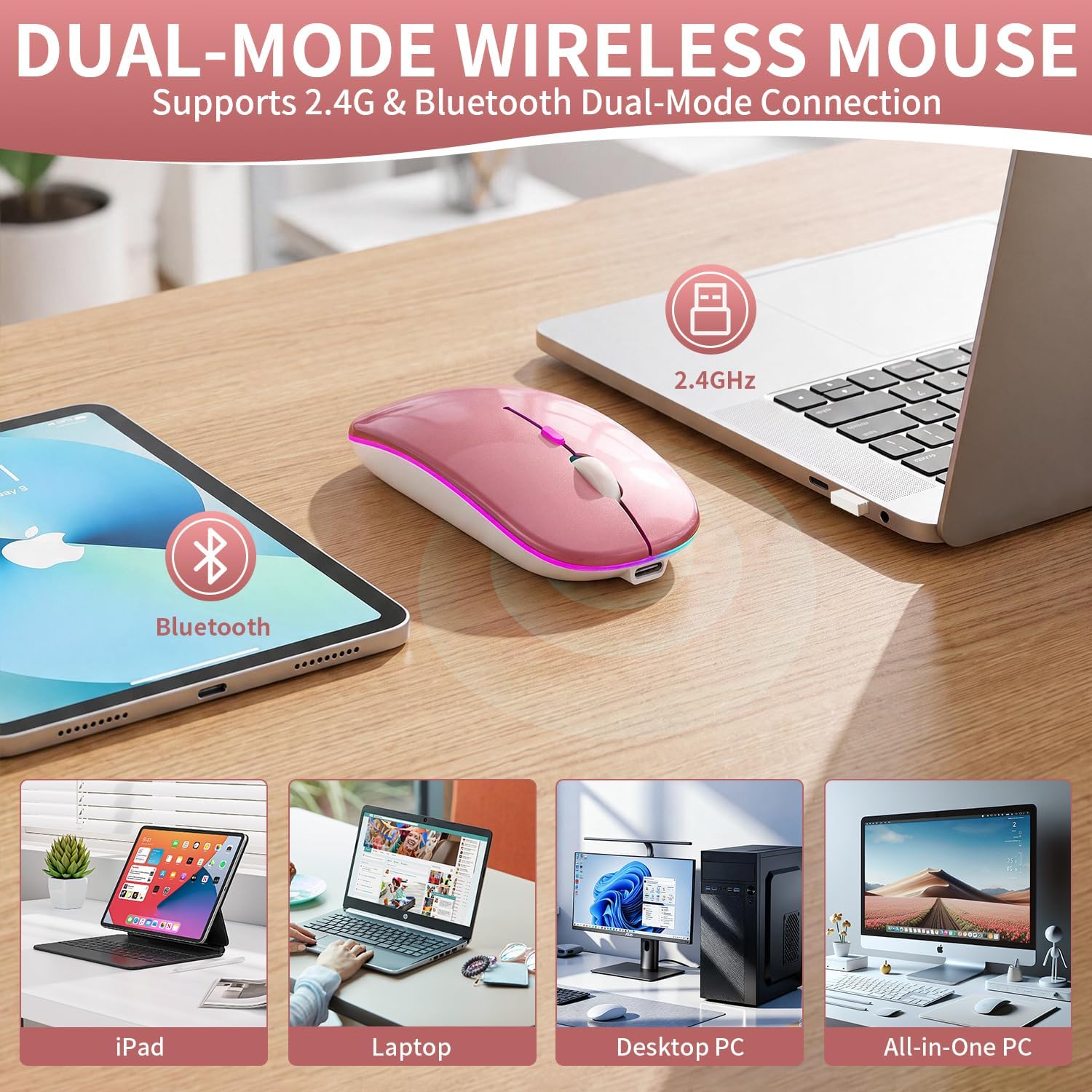 Rechargeable Wireless Mouse with 7-Color... 8 Rechargeable Wireless Mouse with 7-Color... - Image 8