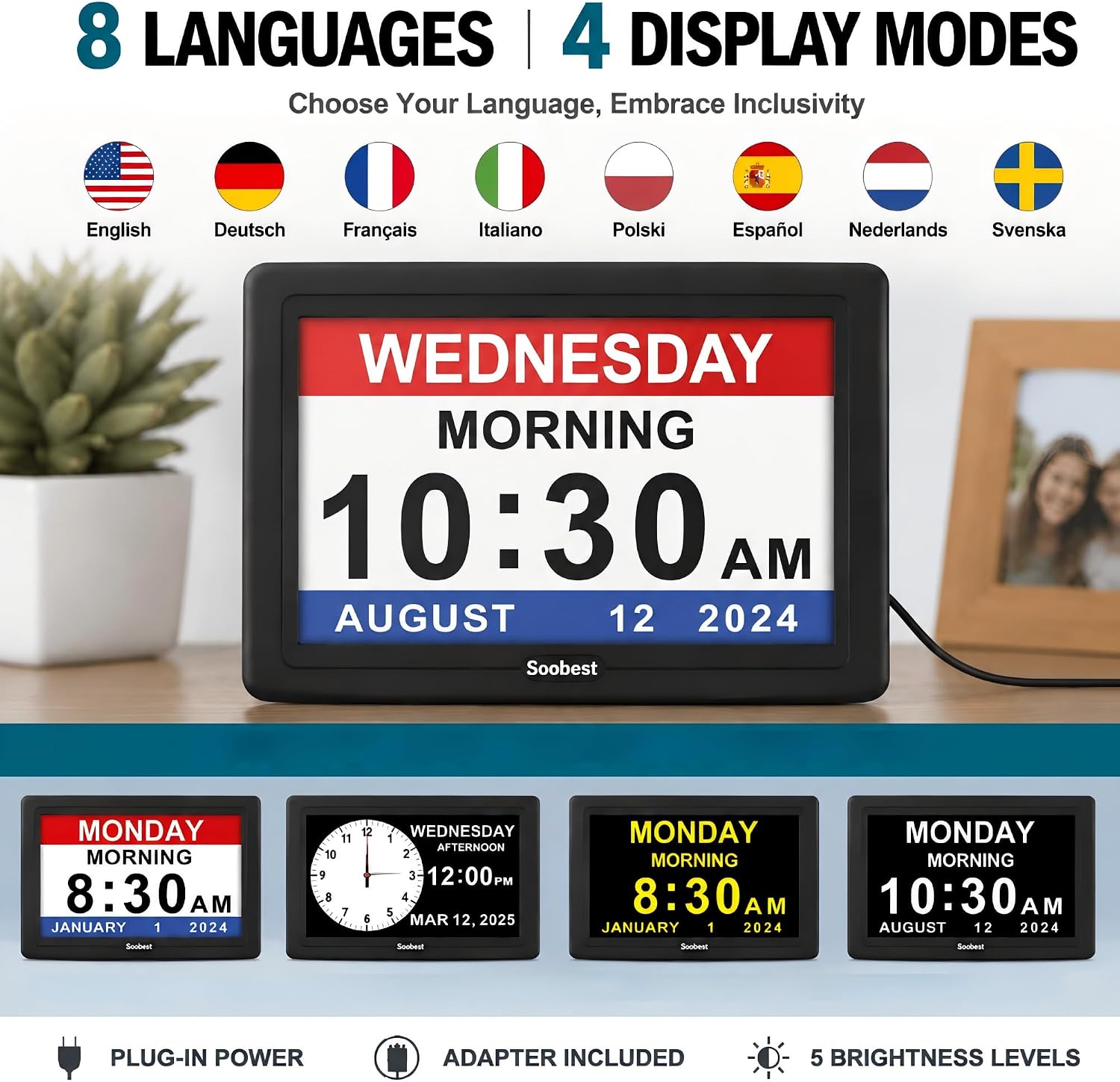 Soobest Dementia Clocks for Seniors, 7” ... 6 Soobest Dementia Clocks for Seniors, 7” ... - Image 6