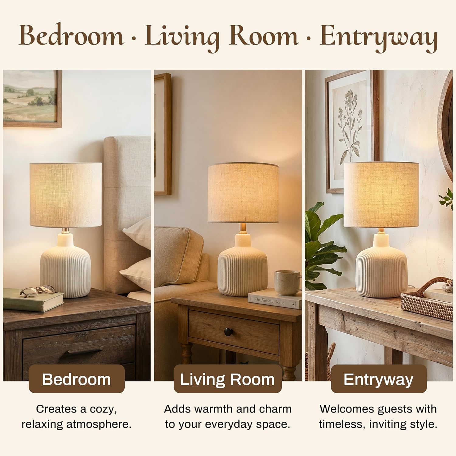 Ceramic Table Lamp, Off-White, 17.75" 9 Ceramic Table Lamp, Off-White, 17.75" - Image 9