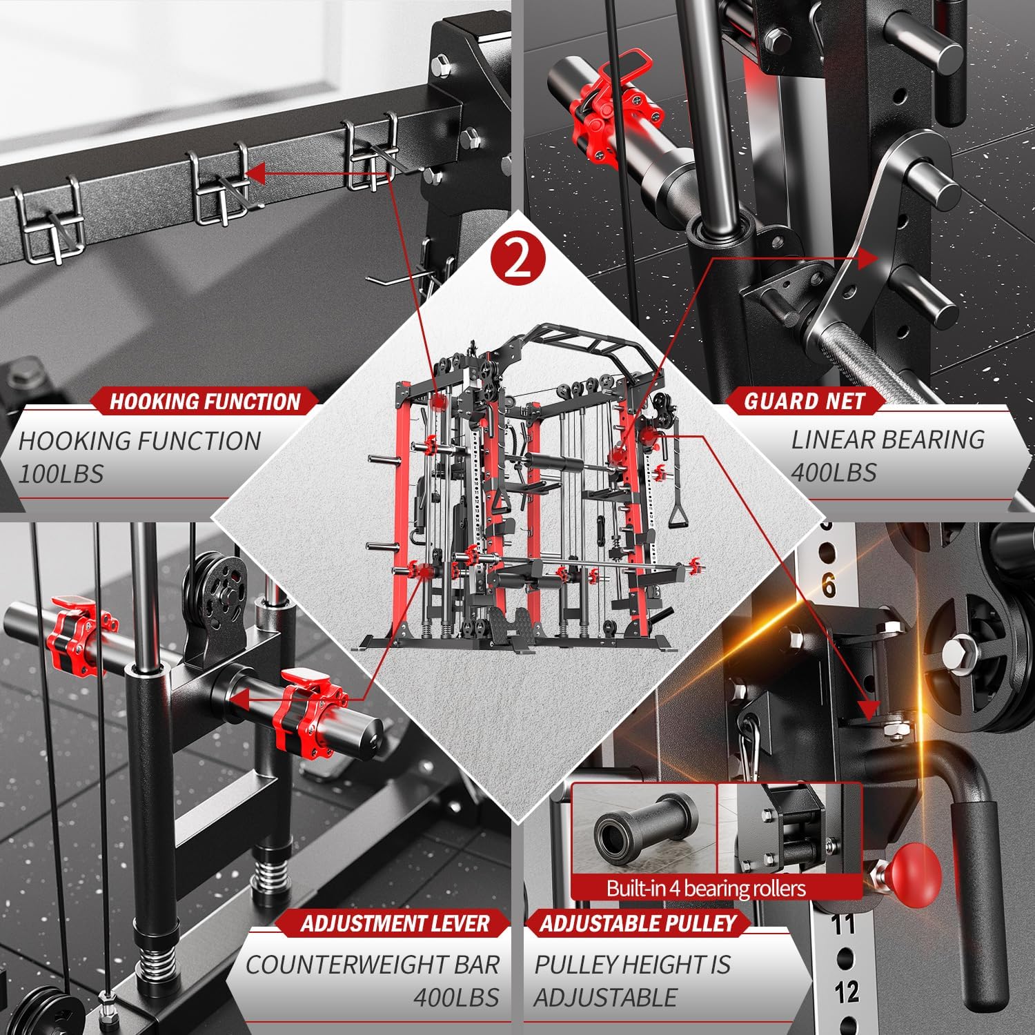 Smith Machine with Cable Crossover Syste... 6 Smith Machine with Cable Crossover Syste... - Image 6