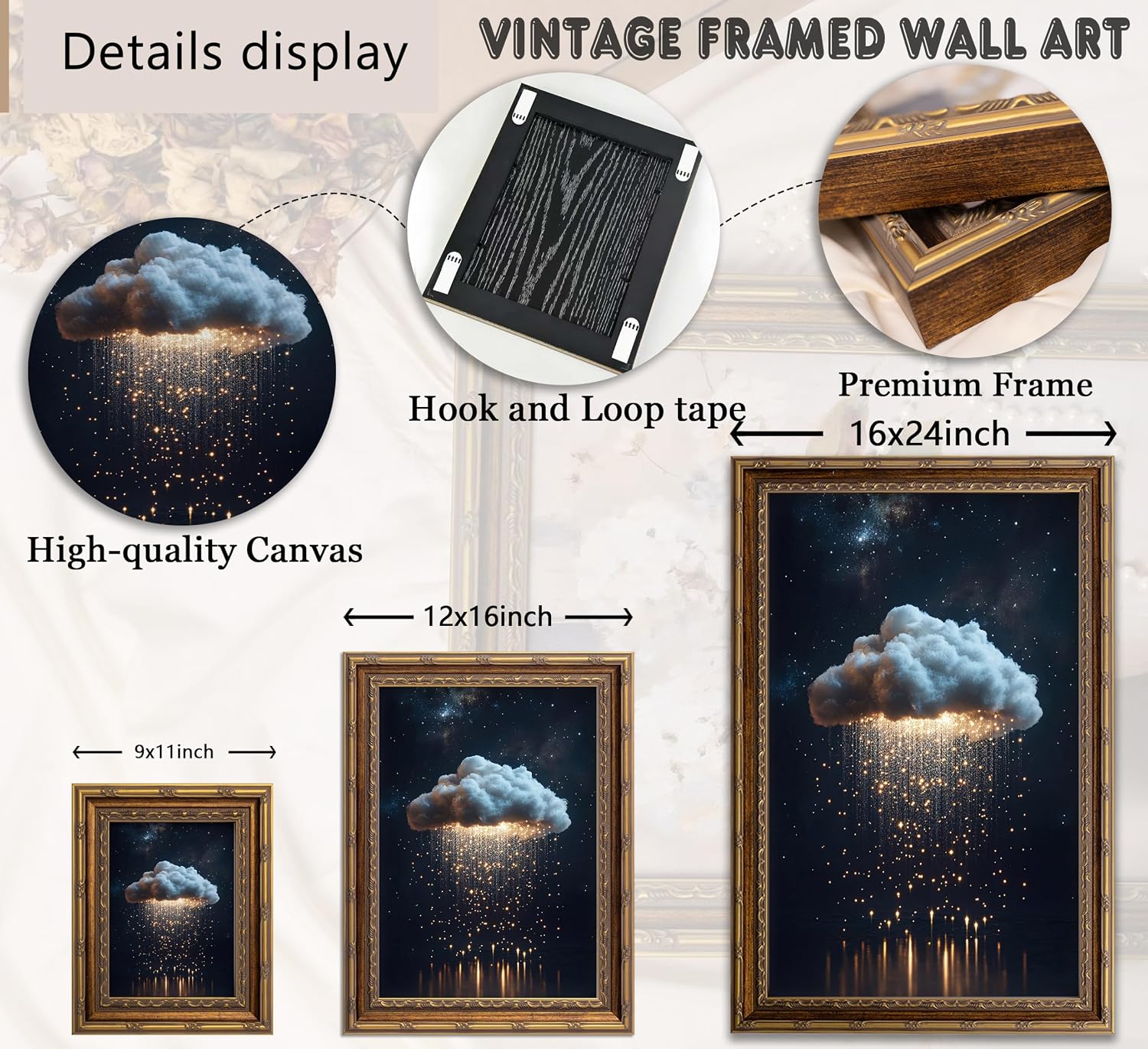 Vintage Gold Framed Moody Cloud Wall Art... 5 Vintage Gold Framed Moody Cloud Wall Art... - Image 5