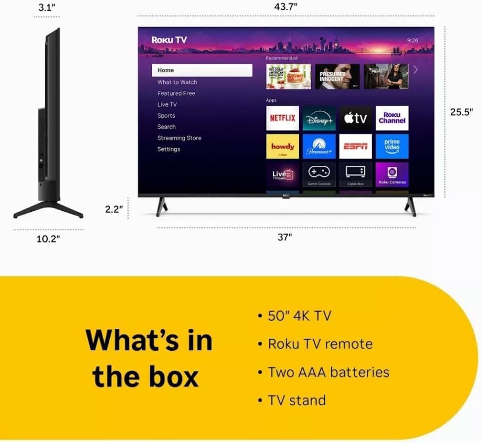 Roku Hiro TV 50" 4K LED Smart TV H50C4C4... 3 Roku Hiro TV 50" 4K LED Smart TV H50C4C4... - Image 3