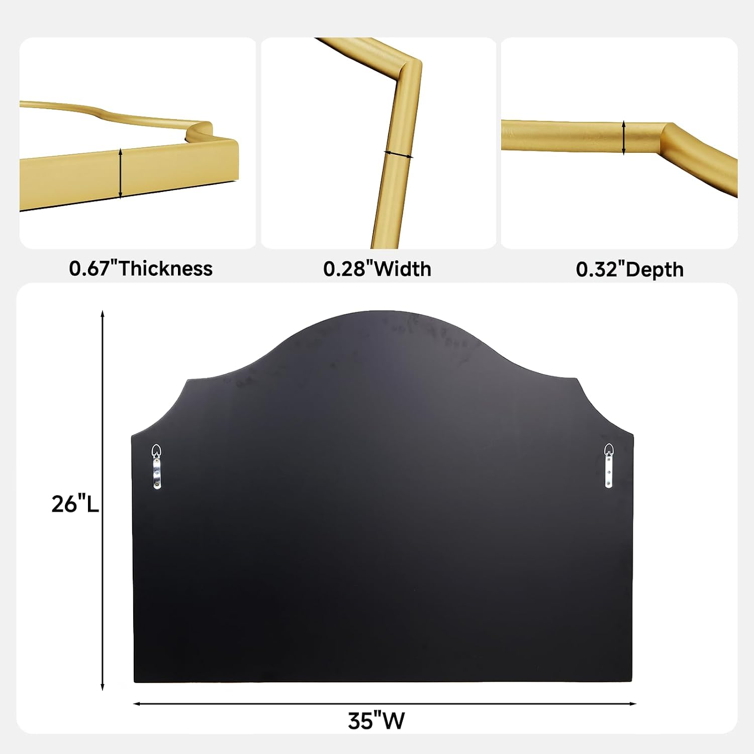 26"x35" Gold Arched Wall Mirror, Decorat... 9 26"x35" Gold Arched Wall Mirror, Decorat... - Image 9