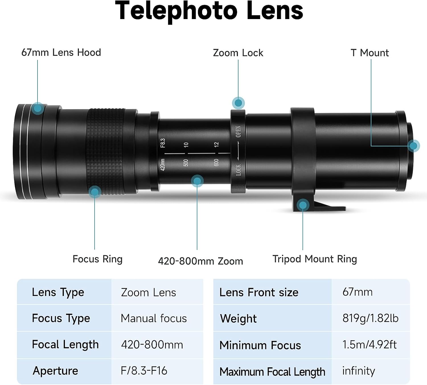 JINTU 420-800mm f/ 8.3 Manual Telephoto ... 9 JINTU 420-800mm f/ 8.3 Manual Telephoto ... - Image 9