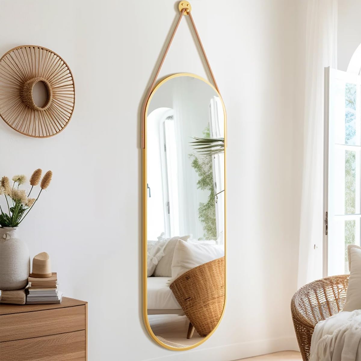 Dewfig 48"x16" Full Length Mirror, Oval ... 2 Dewfig 48"x16" Full Length Mirror, Oval ... - Image 2