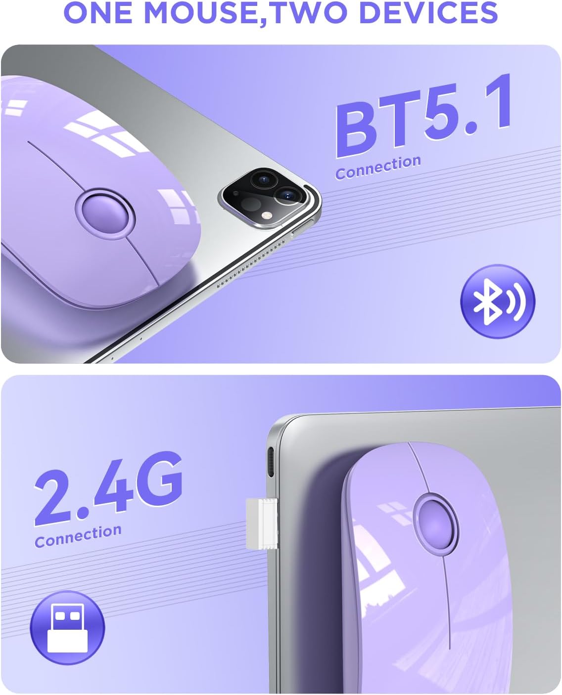 RAPIQUE Wireless Bluetooth Mouse, BT 5.1... 3 RAPIQUE Wireless Bluetooth Mouse, BT 5.1... - Image 3