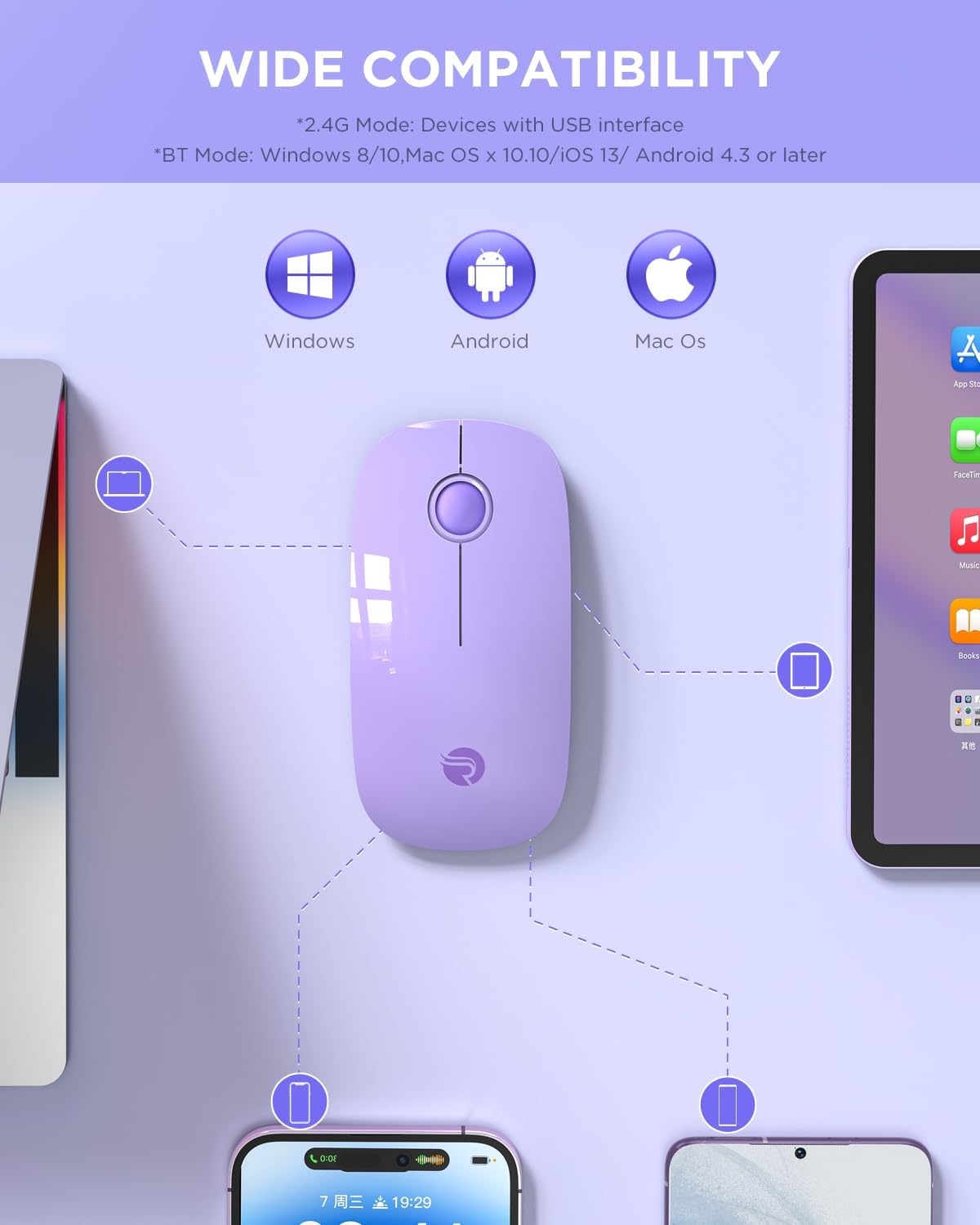 RAPIQUE Wireless Bluetooth Mouse, BT 5.1... 6 RAPIQUE Wireless Bluetooth Mouse, BT 5.1... - Image 6