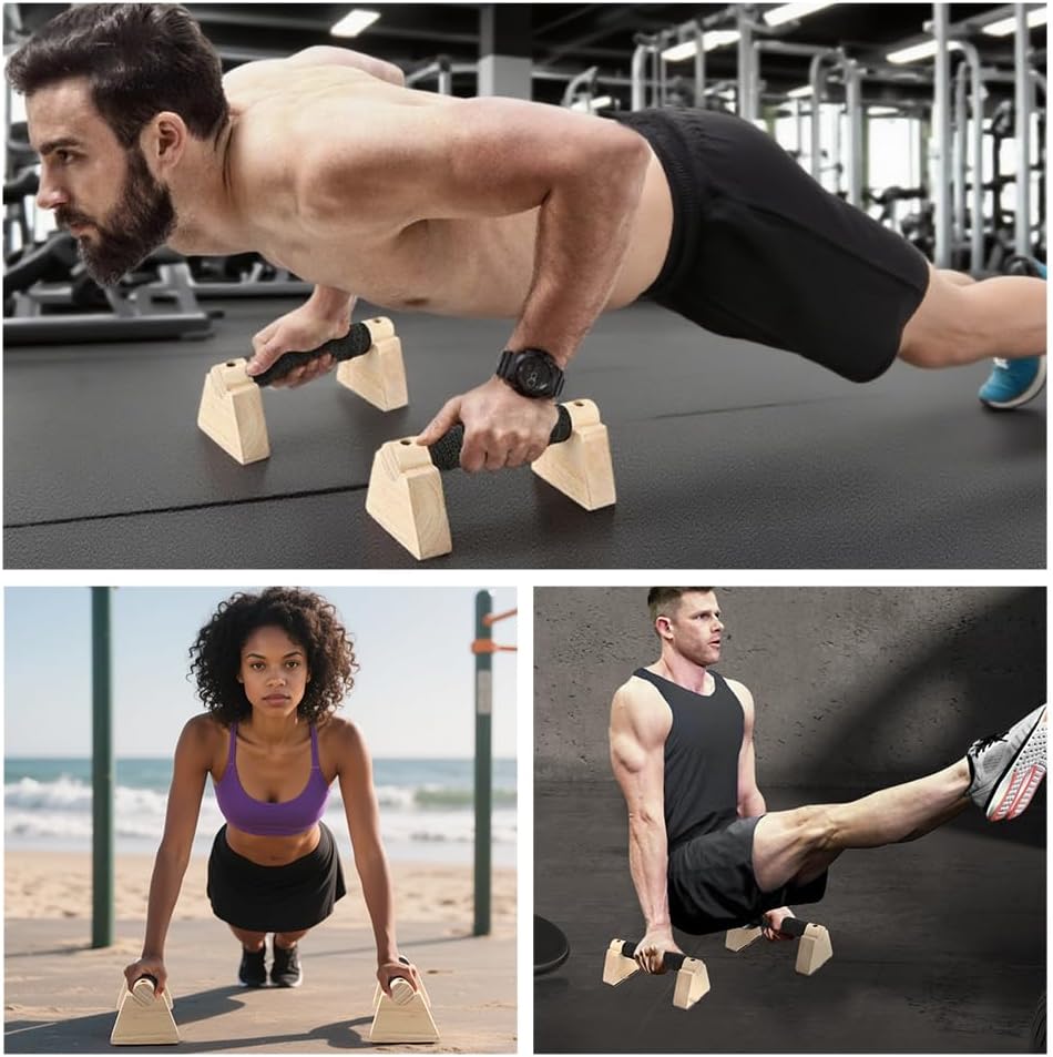 2PCS Push Up Bars Stands Wood Pushup Bar... 4 2PCS Push Up Bars Stands Wood Pushup Bar... - Image 4