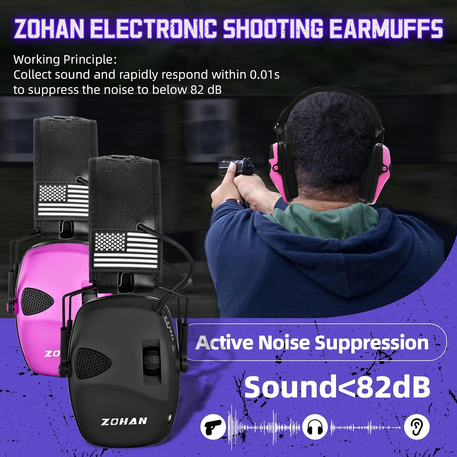 ZOHAN Electronic Shooting Earmuffs Built... 4 ZOHAN Electronic Shooting Earmuffs Built... - Image 4