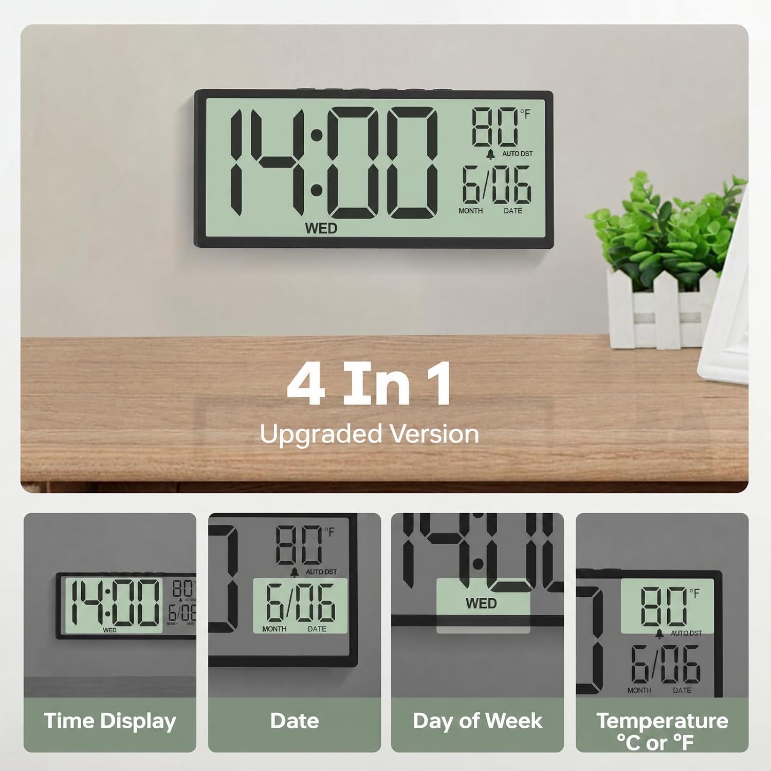 JALL Large Digital Wall Clock Battery Op... 4 JALL Large Digital Wall Clock Battery Op... - Image 4
