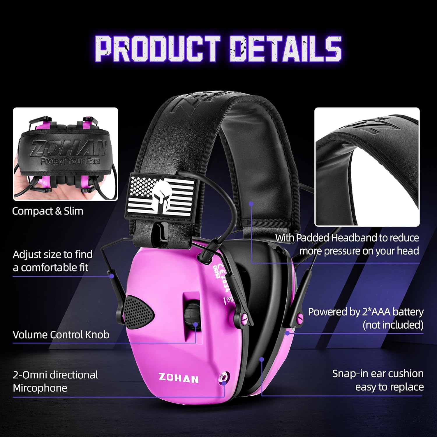 ZOHAN Electronic Shooting Earmuffs Built... 5 ZOHAN Electronic Shooting Earmuffs Built... - Image 5