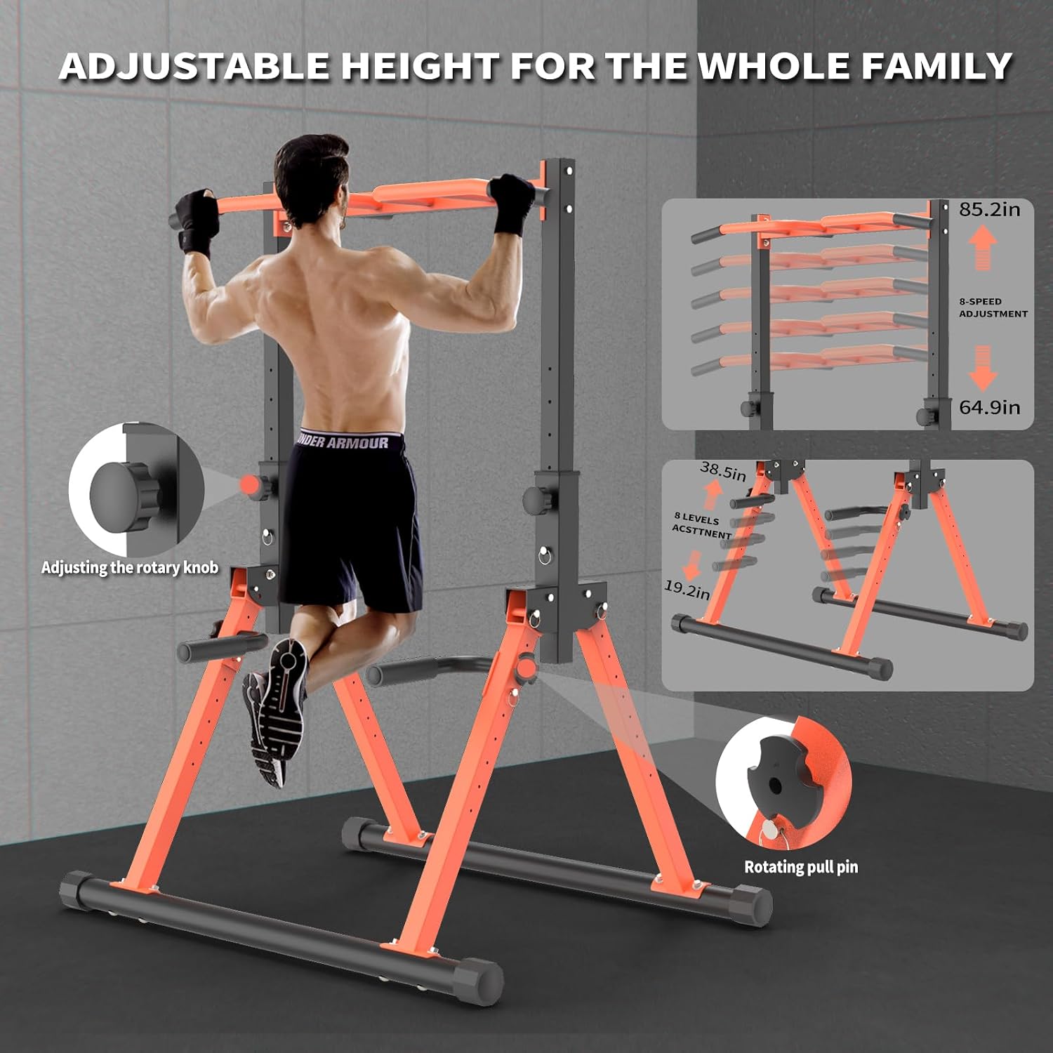 Z ZHICHI Foldable Pull Up/Dip Stand,Uppe... 3 Z ZHICHI Foldable Pull Up/Dip Stand,Uppe... - Image 3