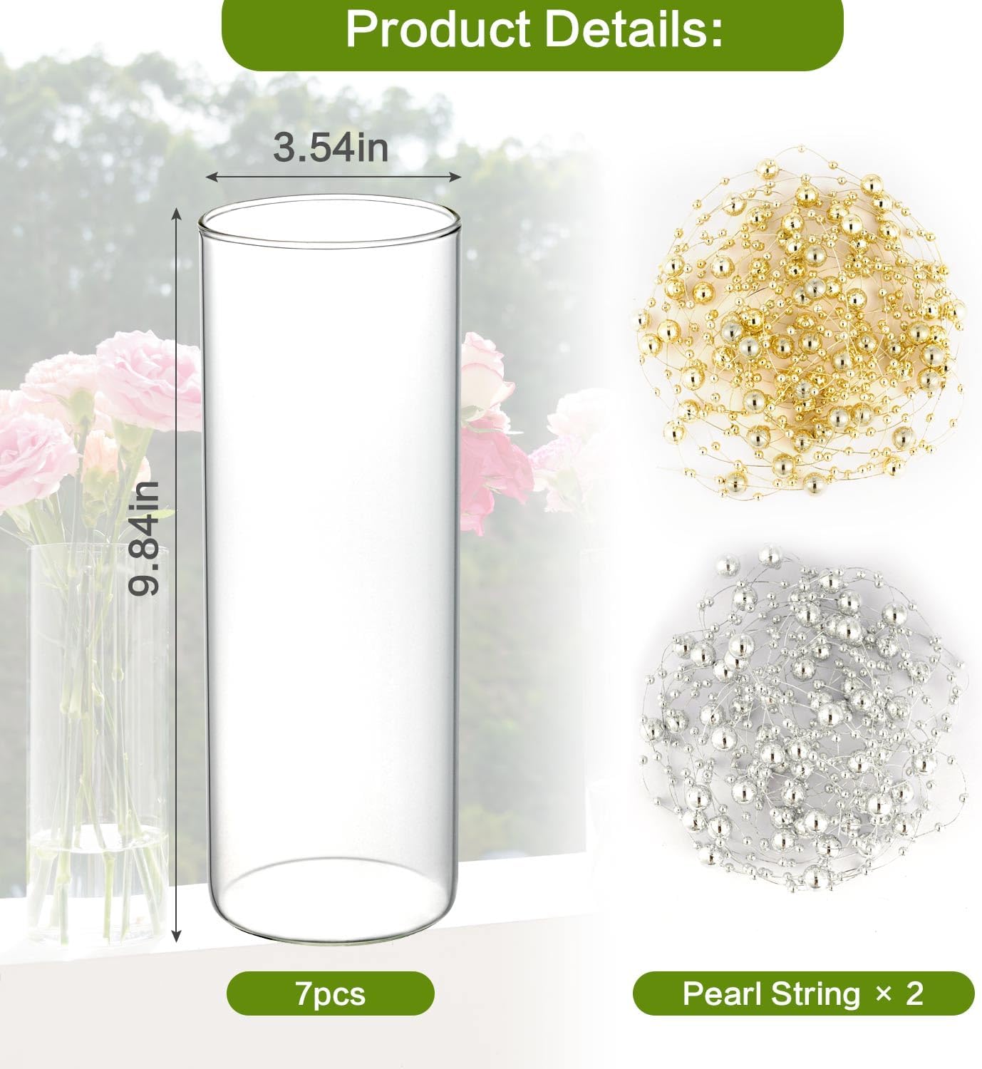7pcs Glass Cylinder Vases for Centerpiec... 2 7pcs Glass Cylinder Vases for Centerpiec... - Image 2