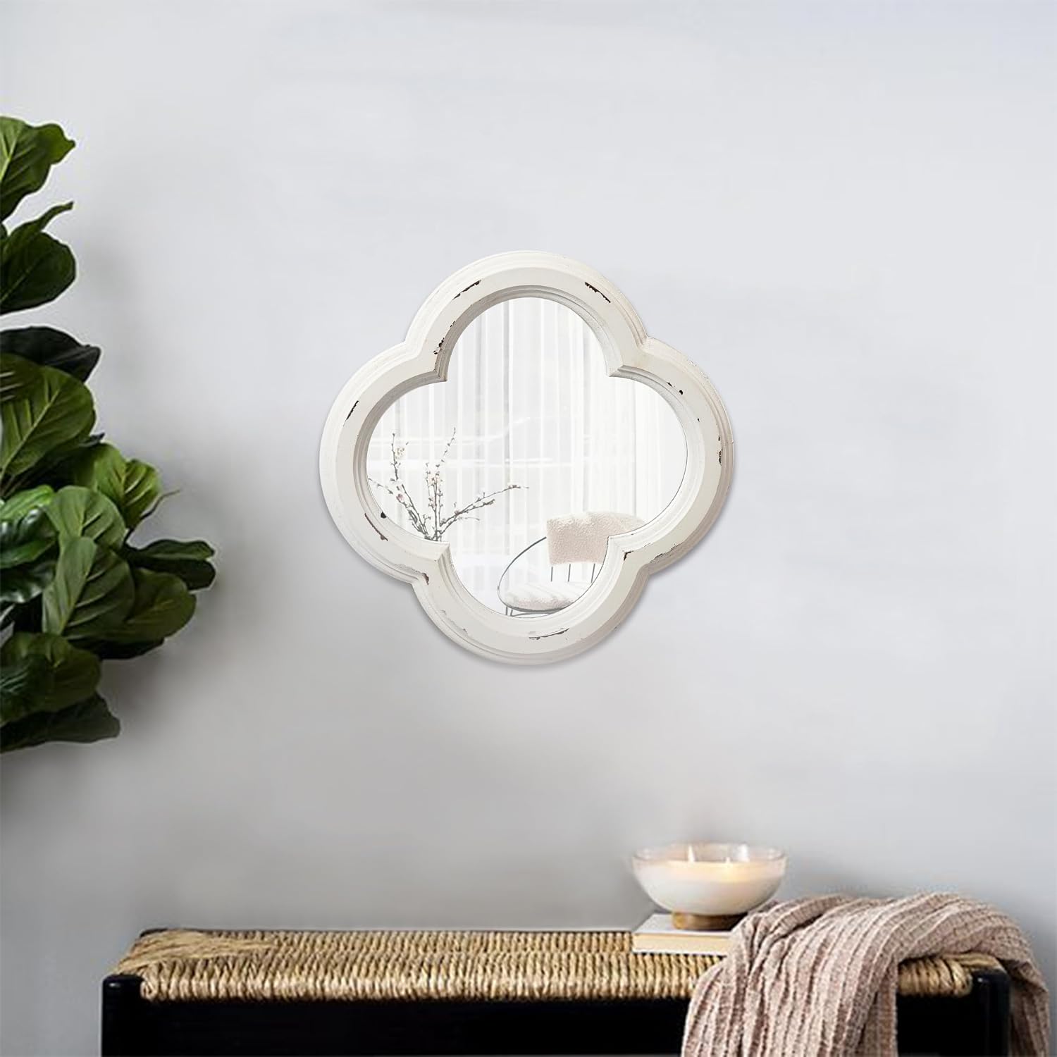 Vintage Small Scalloped Wall Mirror Deco... 4 Vintage Small Scalloped Wall Mirror Deco... - Image 4